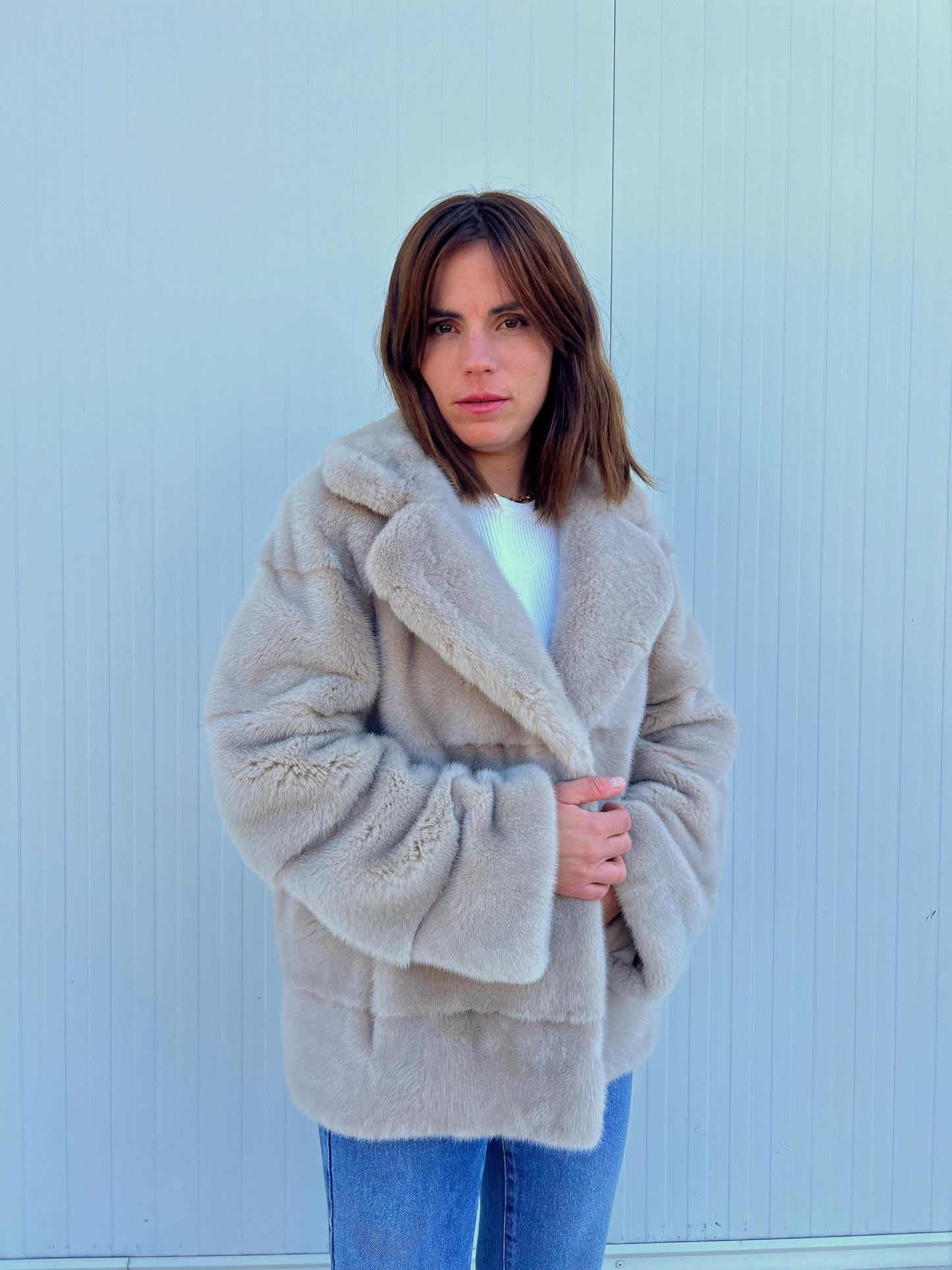 Genuine Cream Mink Fur Jacket, Saga Mink Pelts, Handmade in Greece