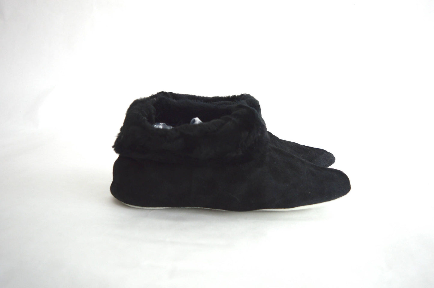 Black Shearling Slippers: Sheepskin Fur Shoes with Rabbit Fur Trim