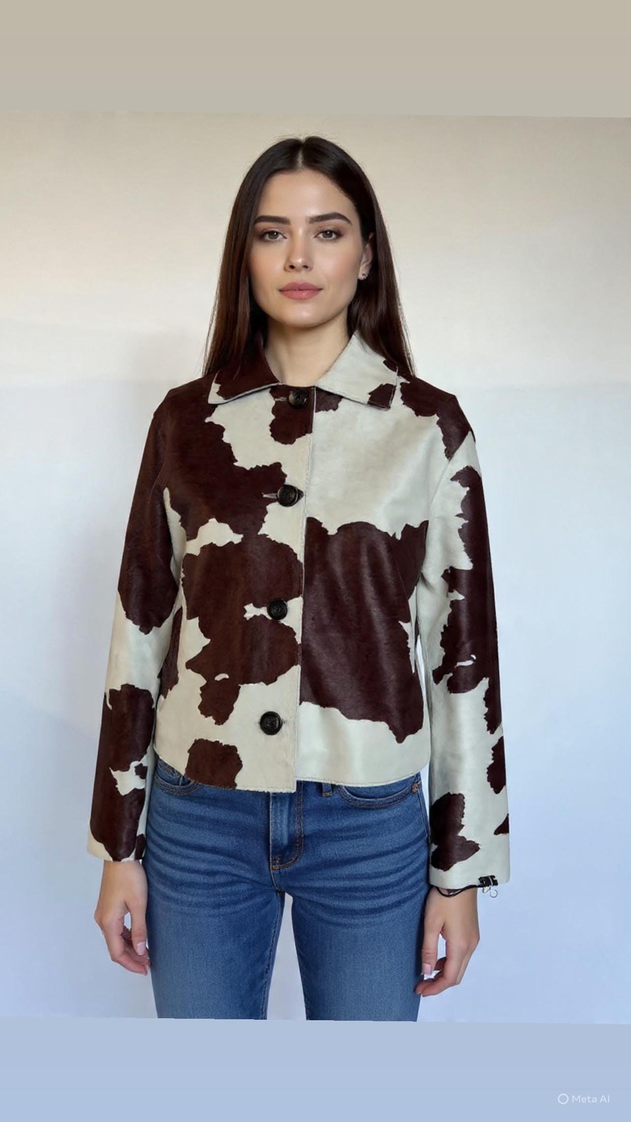 Hair-On Cowhide Leather Jacket: Handmade Calf Fur Coat