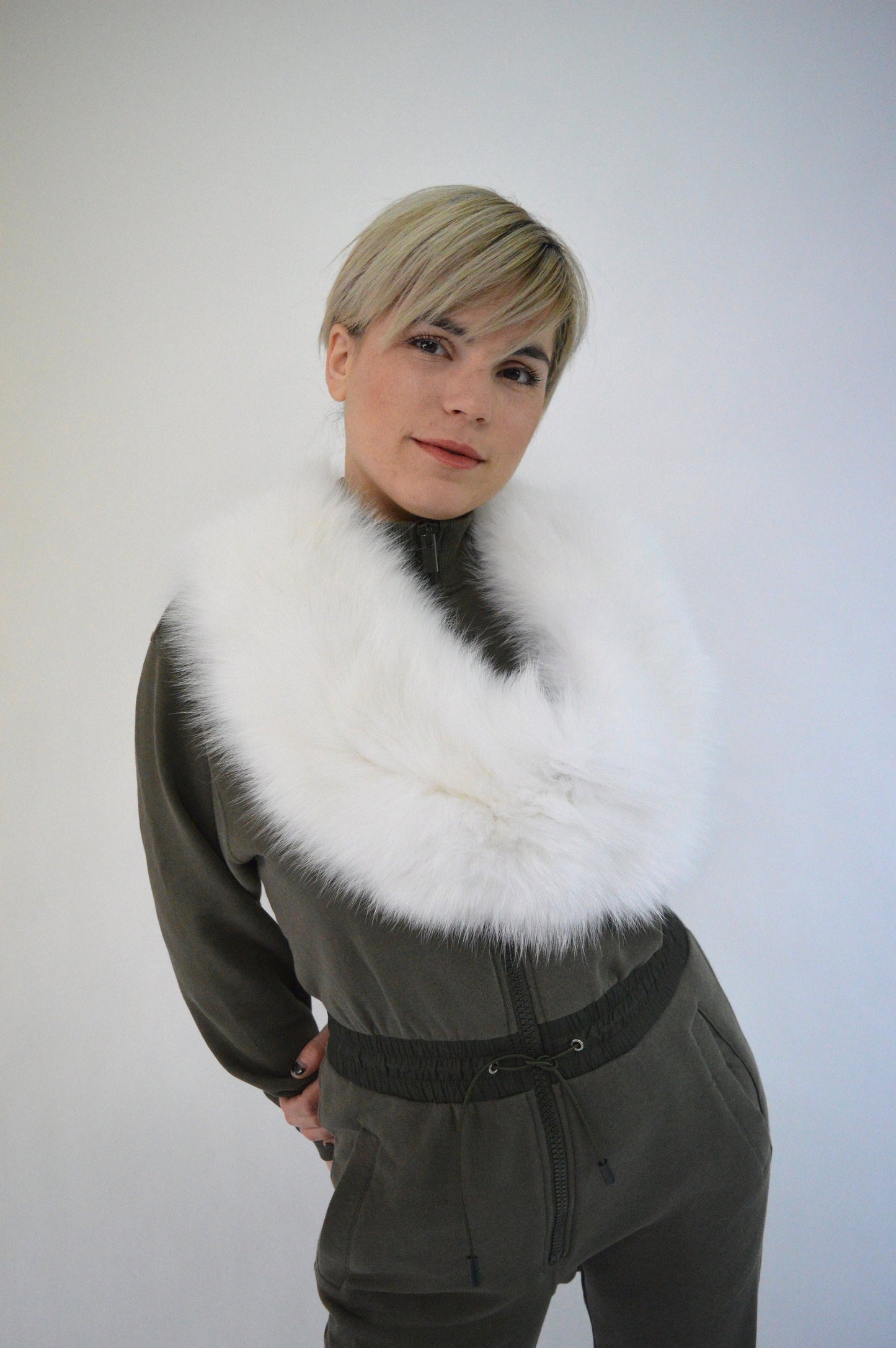Real White Fox Fur Collar: Bridal Winter Stole