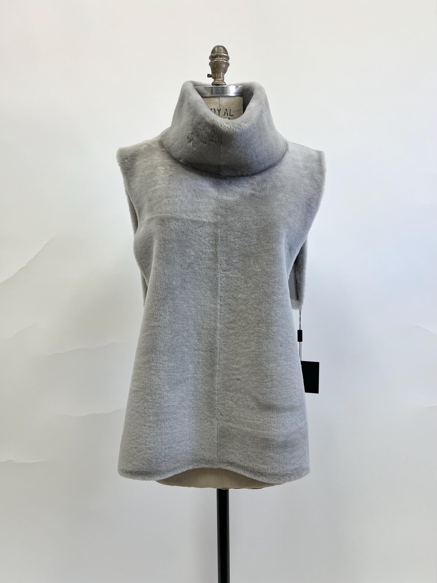 Turtleneck  warmer Gray Shearling Poncho Shawl: Alongside with Cuffs.