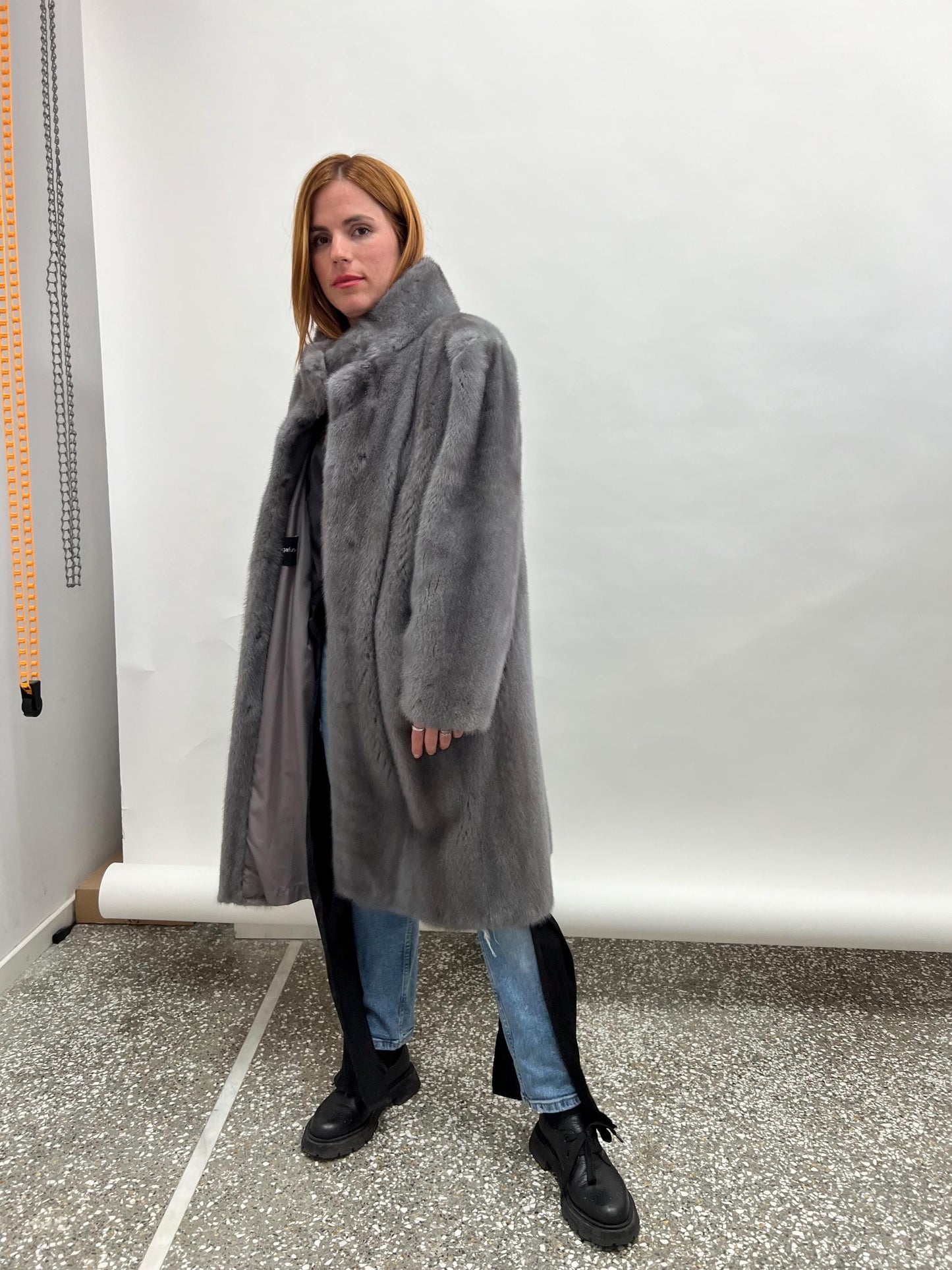 Silver Mink Fur Coat: Handmade Gray Saga Mink Jacket