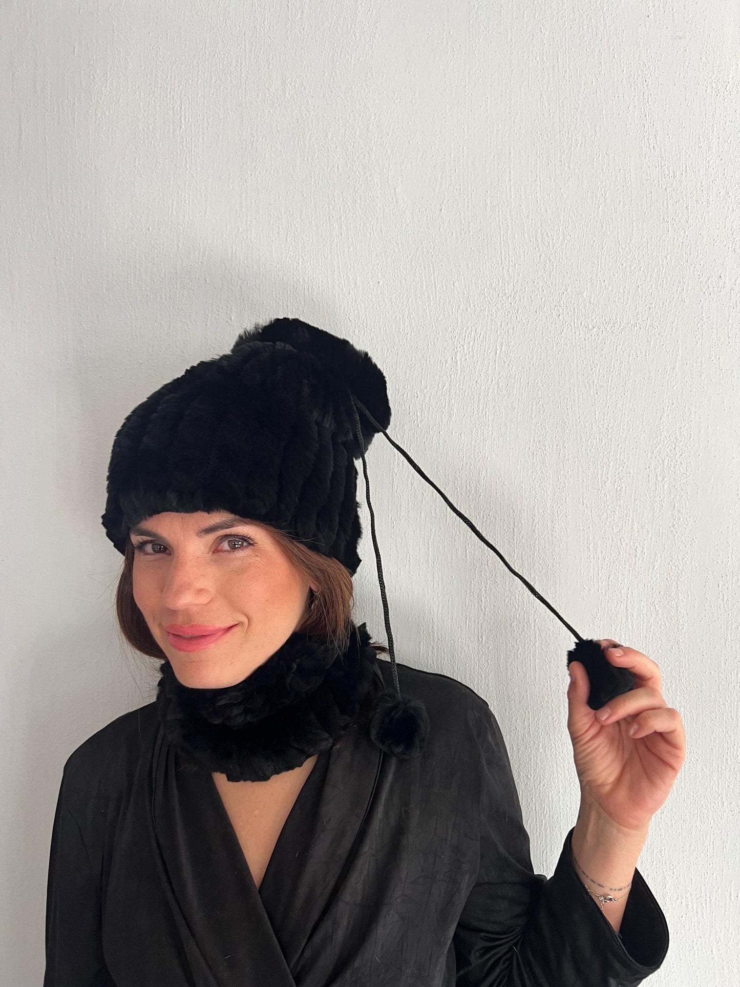 Handmade Knitted Fur Beanie: Soft Stretchy Headband Hat