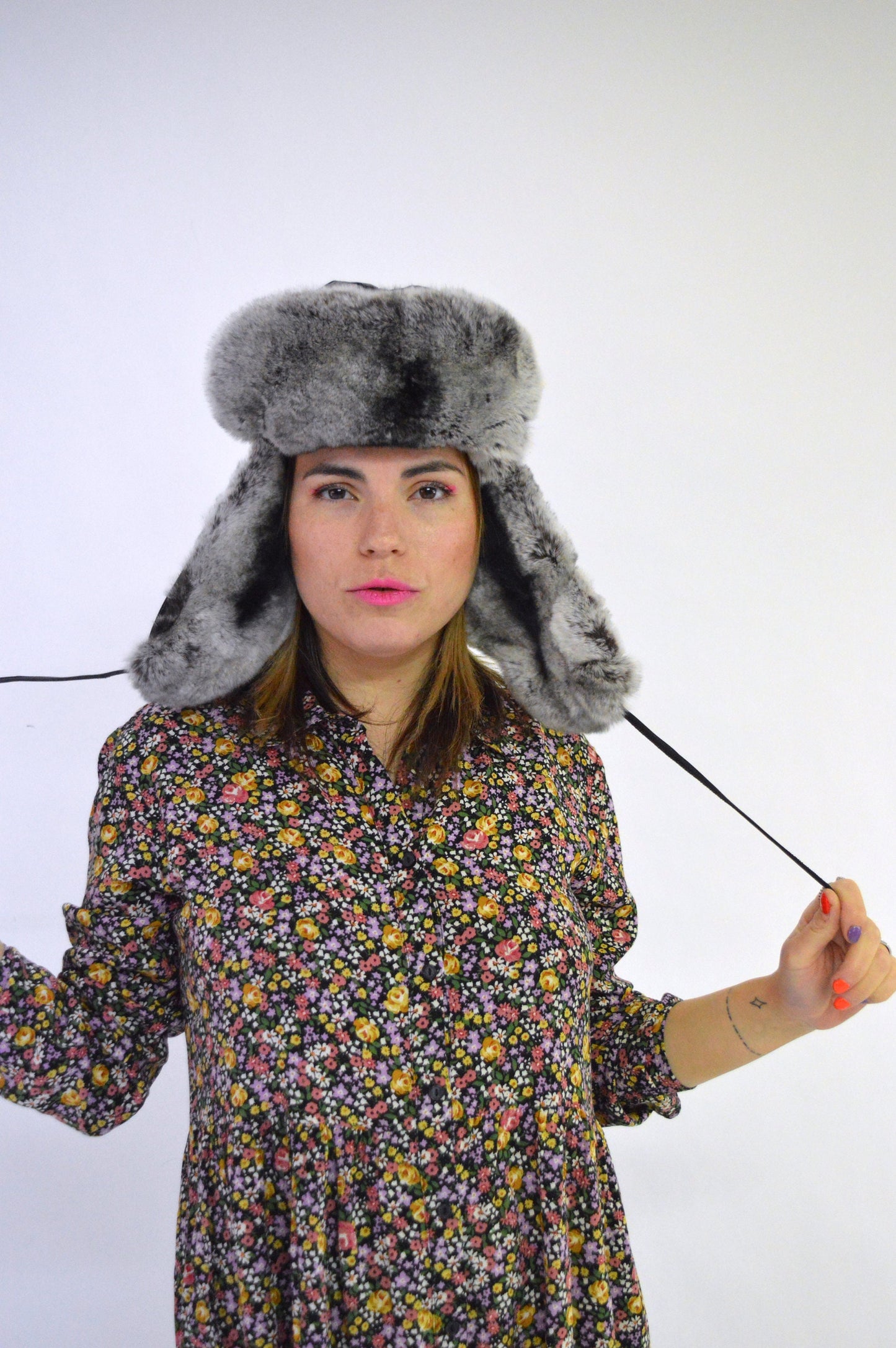 Leather Rabbit Fur Trapper Hat: Aviator Style, Warm Winter Hat