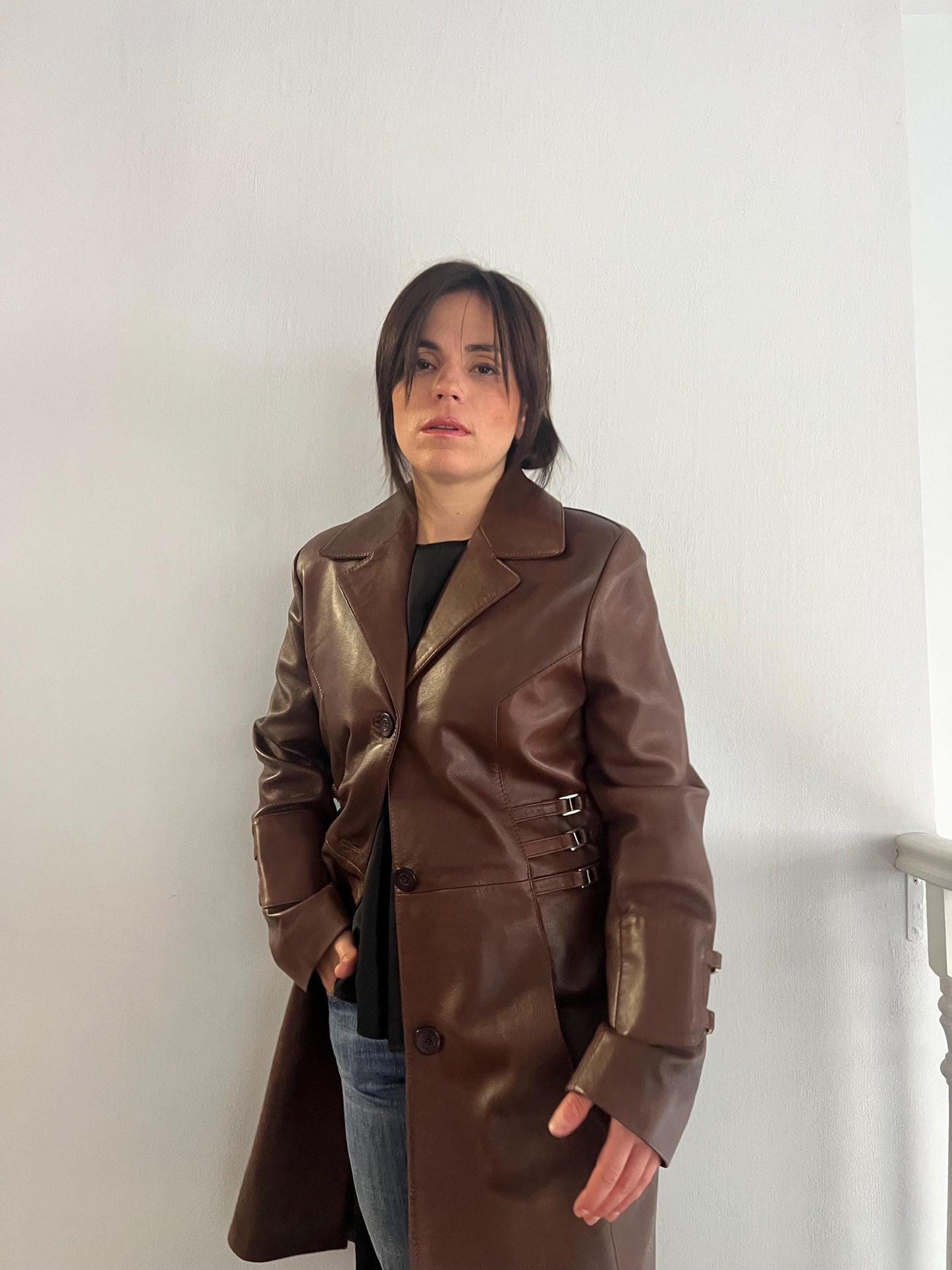 Handmade Nappa Lamb Leather Coat - Tobacco Brown - Made in Greece
