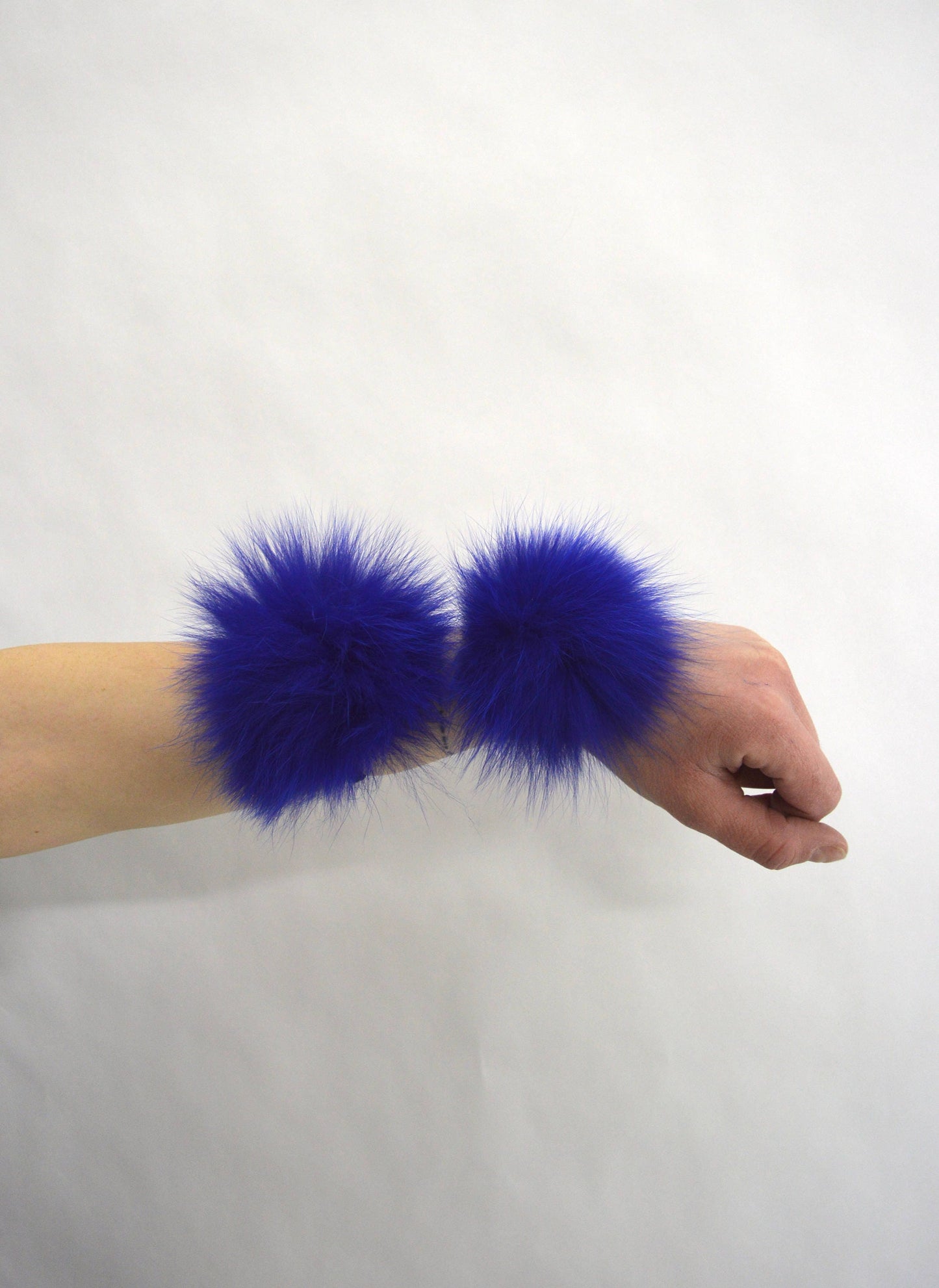 Real Fox Fur Scrunchie: Electric Blue Hair Elastic Bangle