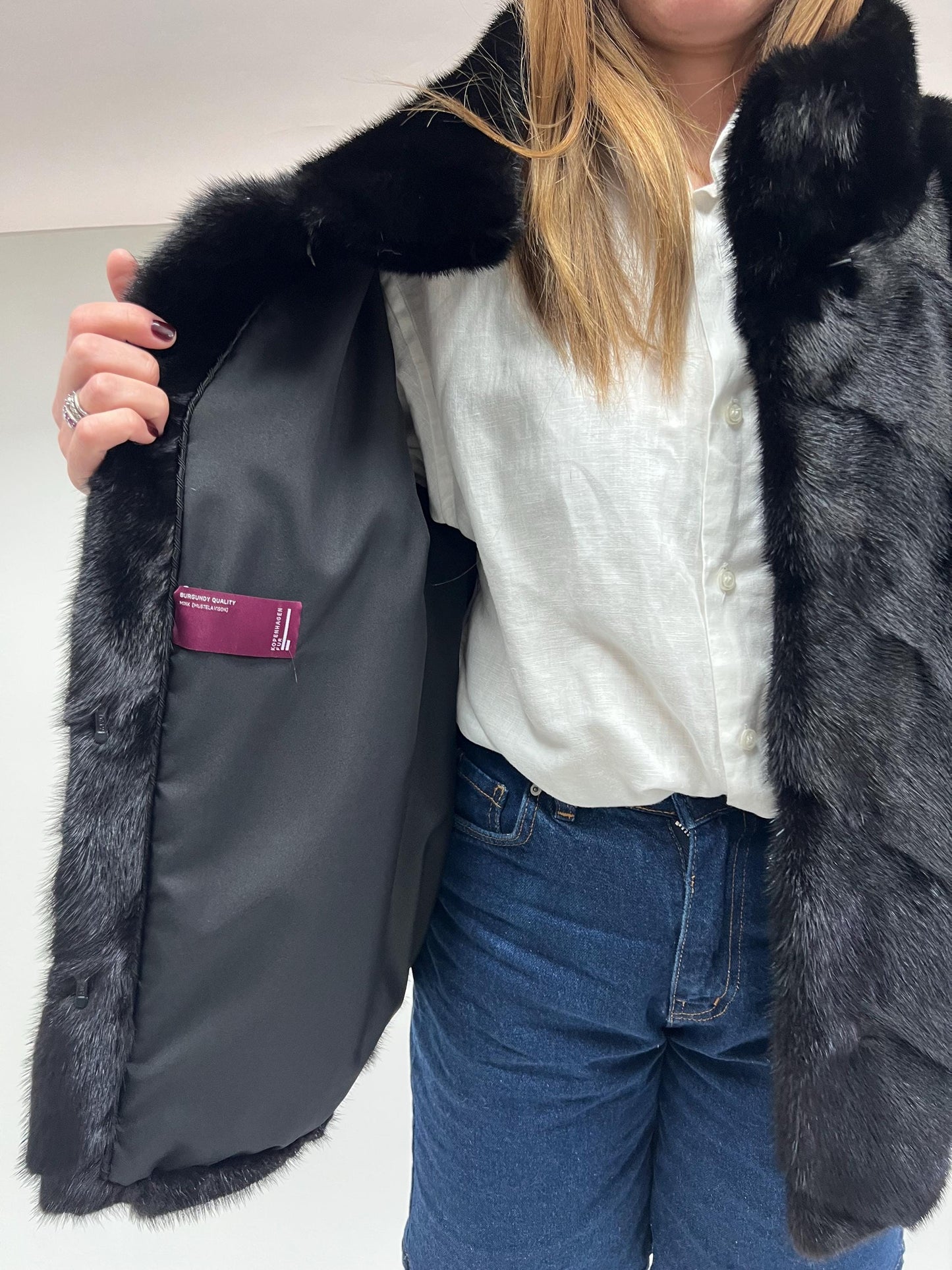 Real Black Mink Fur Coat - Copenhagen Pelt, Lightweight