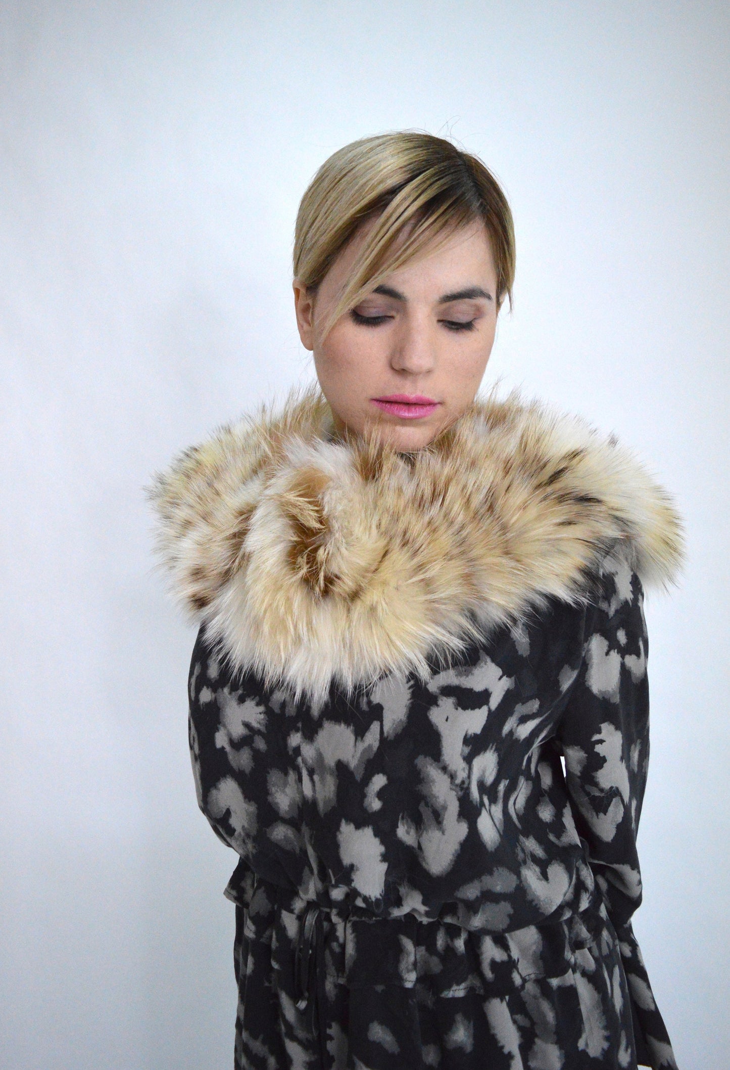 Real Beige Fox Fur Collar: Tan Brown Fur Stole, Luxury Gift