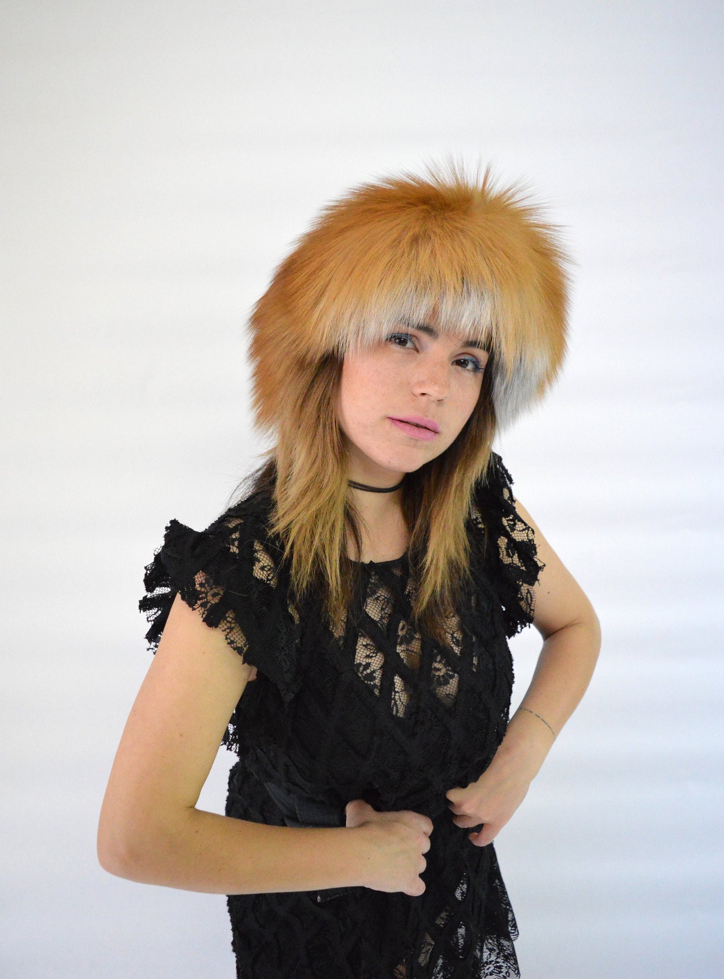 Real Red Fox Fur Headband Collar: Winter Loop Scarf