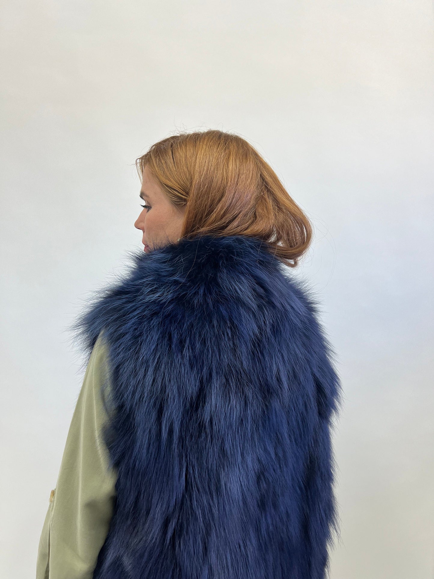 Denim Blue Fox Fur Vest: Women's Winter Genuine Fur Jacket