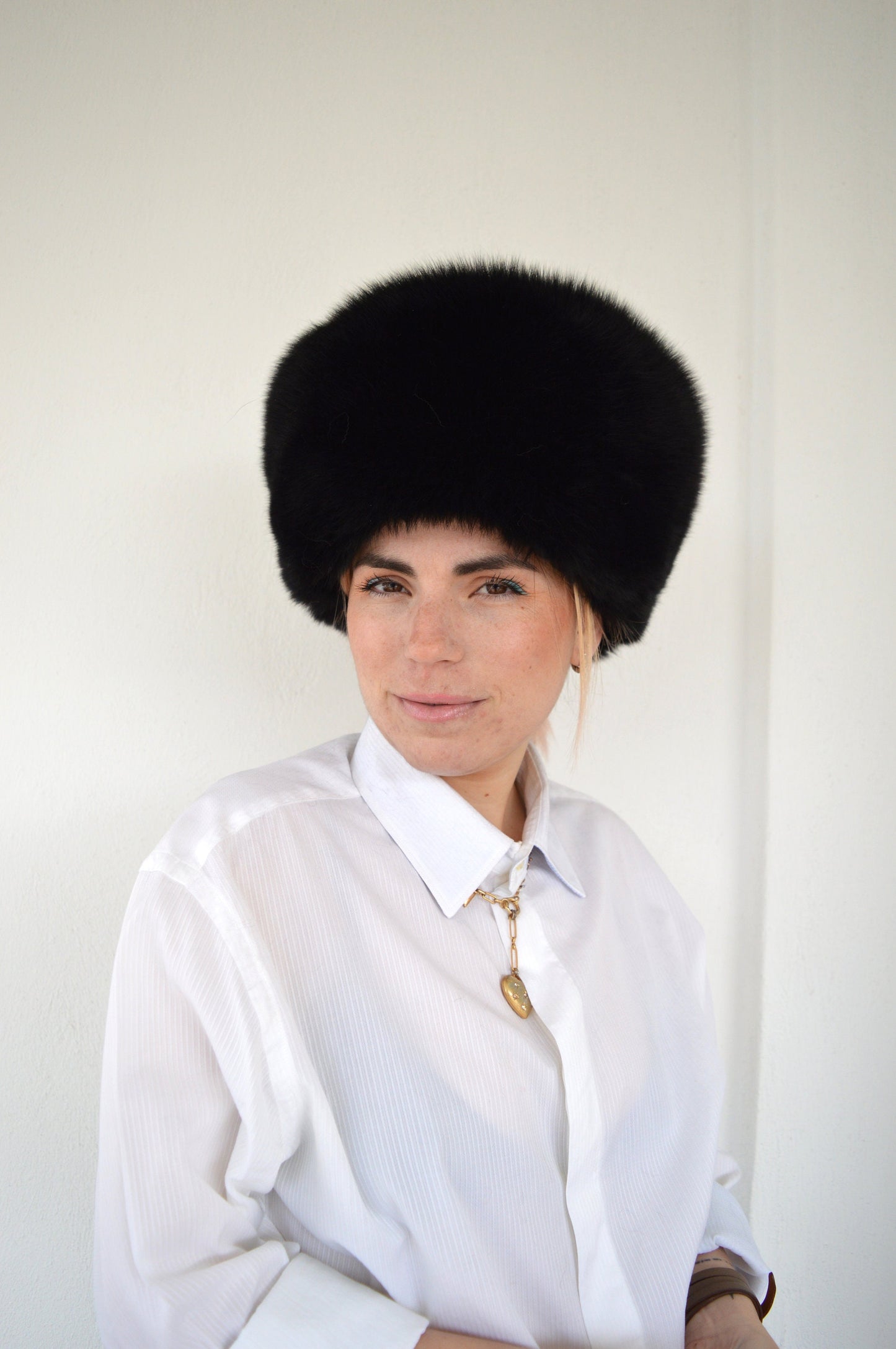 Real Black Fox Fur Cossack Hat: Winter Head Warmer