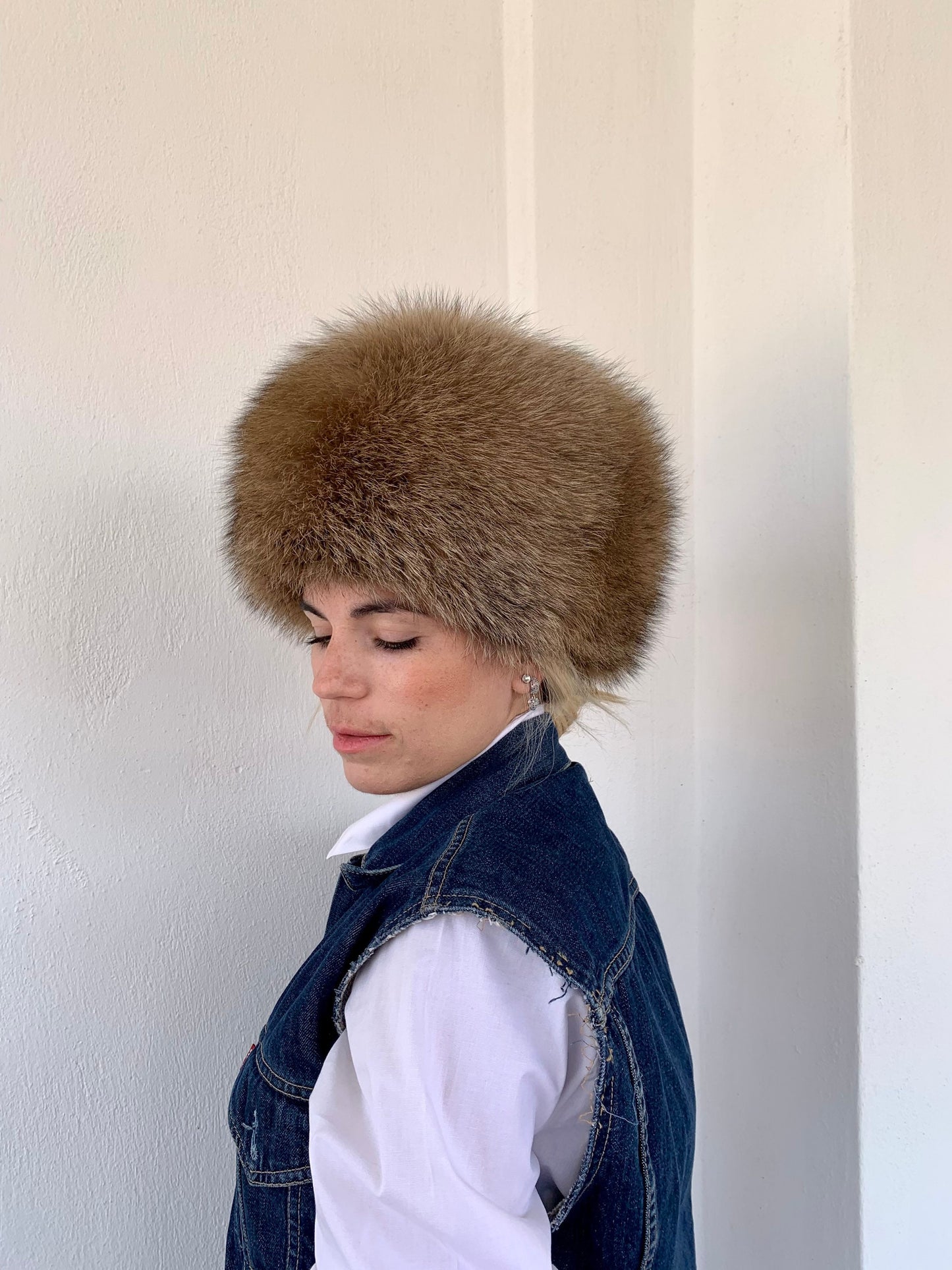 Real Camel Fox Fur Cossack Hat, Saga Assured, Padded Winter Hat