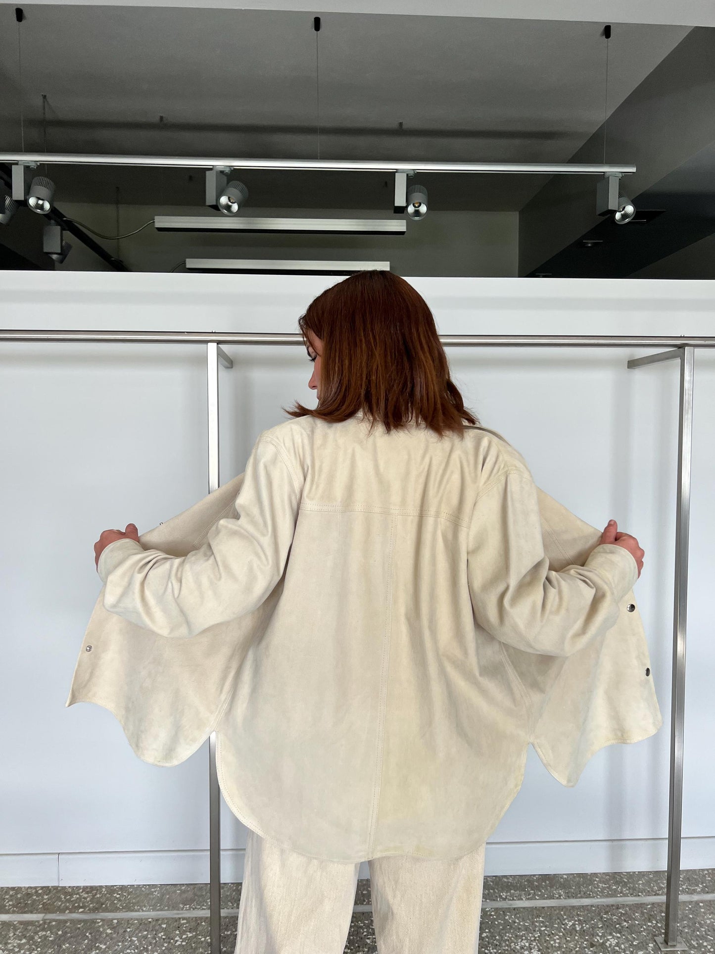 Handmade Beige Suede Lamb Leather Overshirt - Greek Design