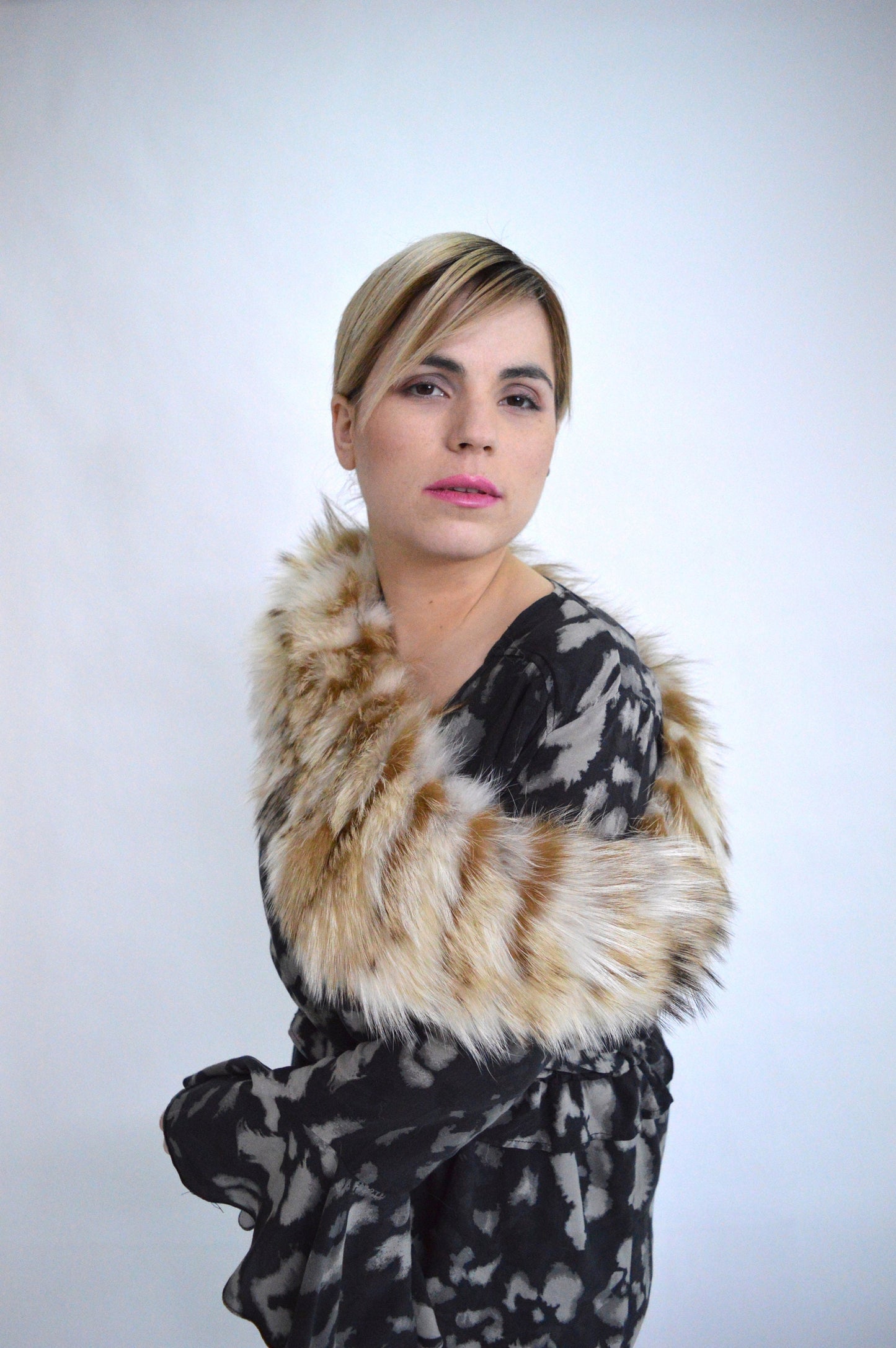Real Beige Fox Fur Collar: Tan Brown Fur Stole, Luxury Gift