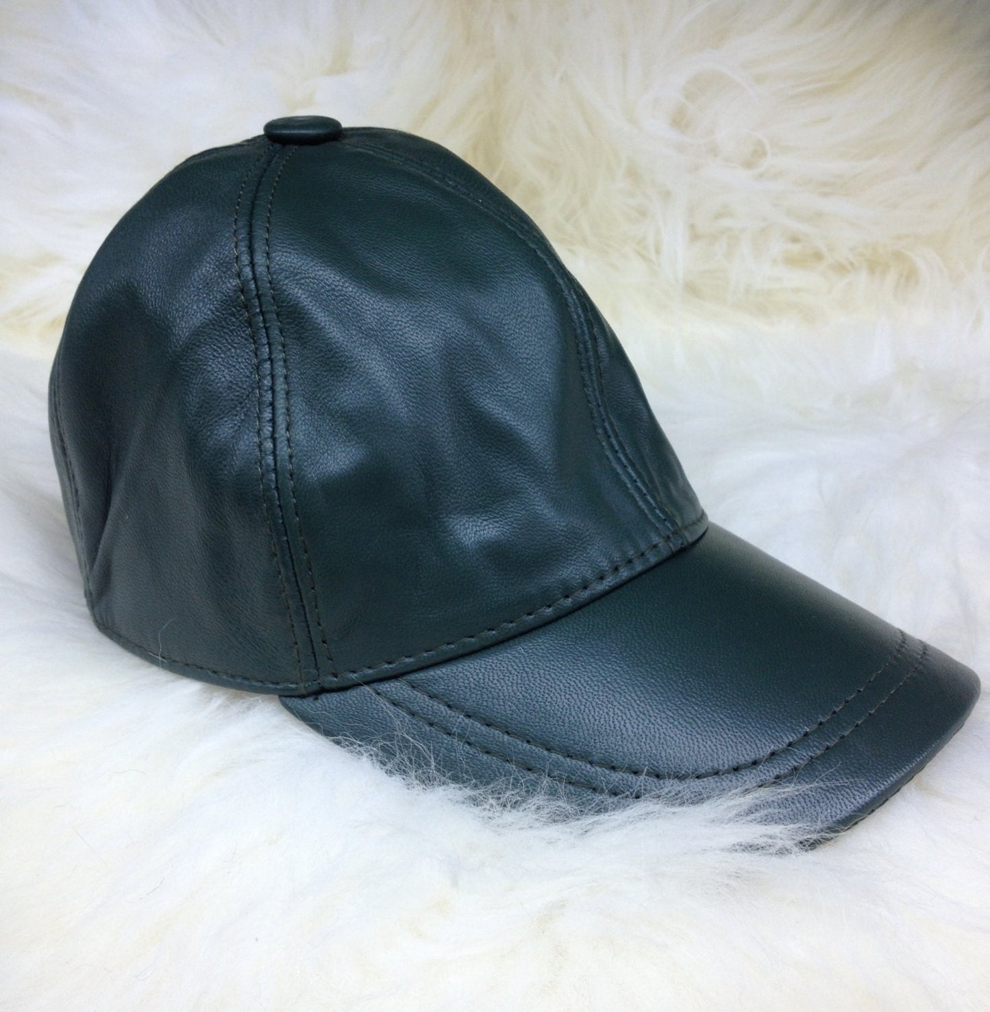 Nappa Leather Cap: Adjustable Velcro Genuine Cowhide Hat