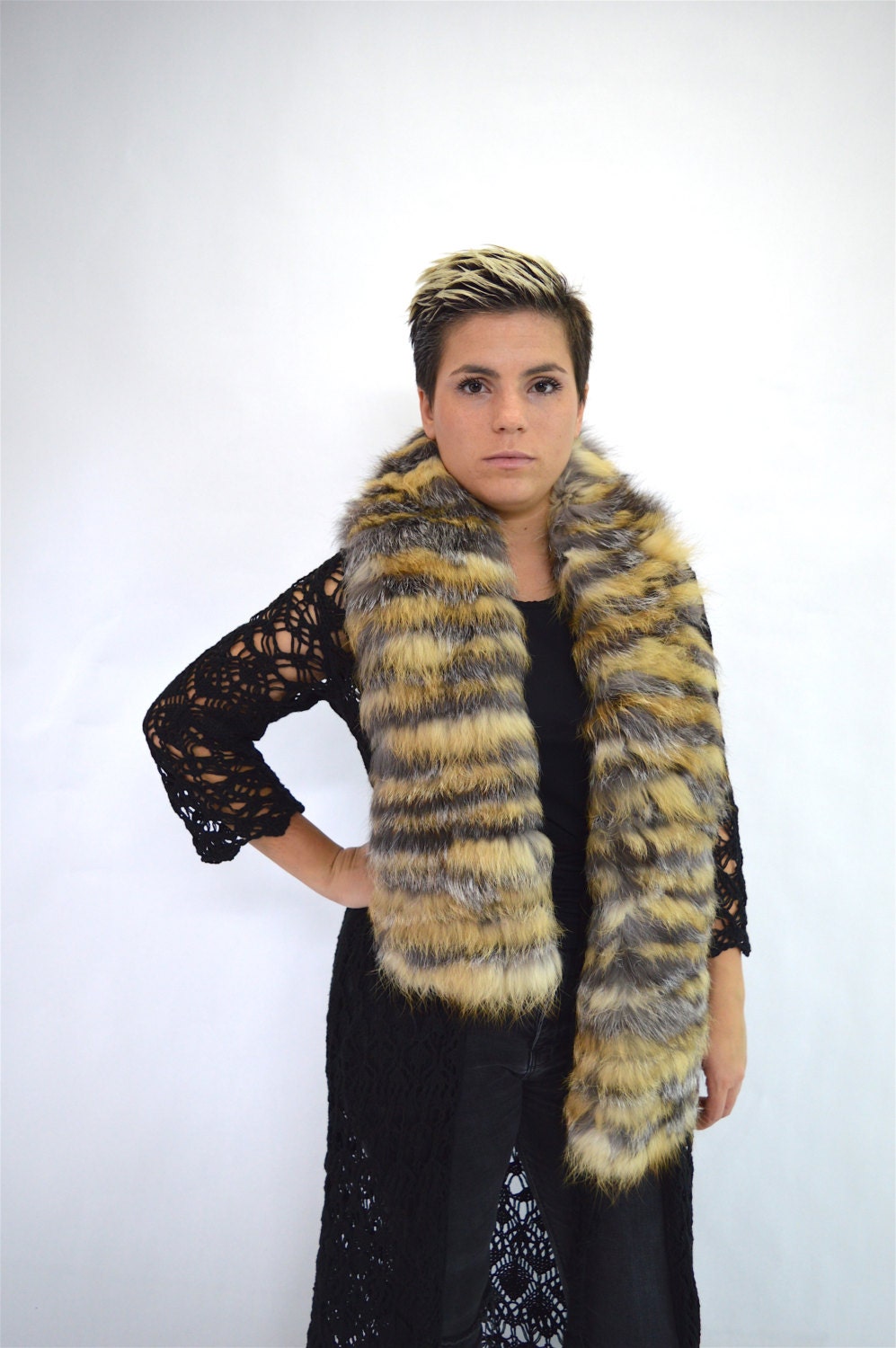 Real Fox Fur Scarf: Extra Long Neck Warmer Wrap