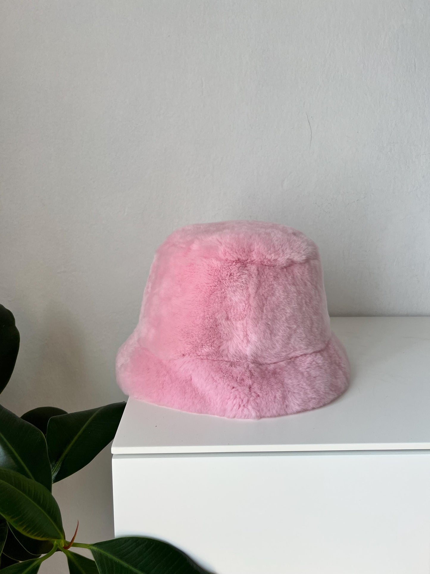 Burgundy Mink Fur Bucket Hat: Handmade Rabbit Fur  with Lining
