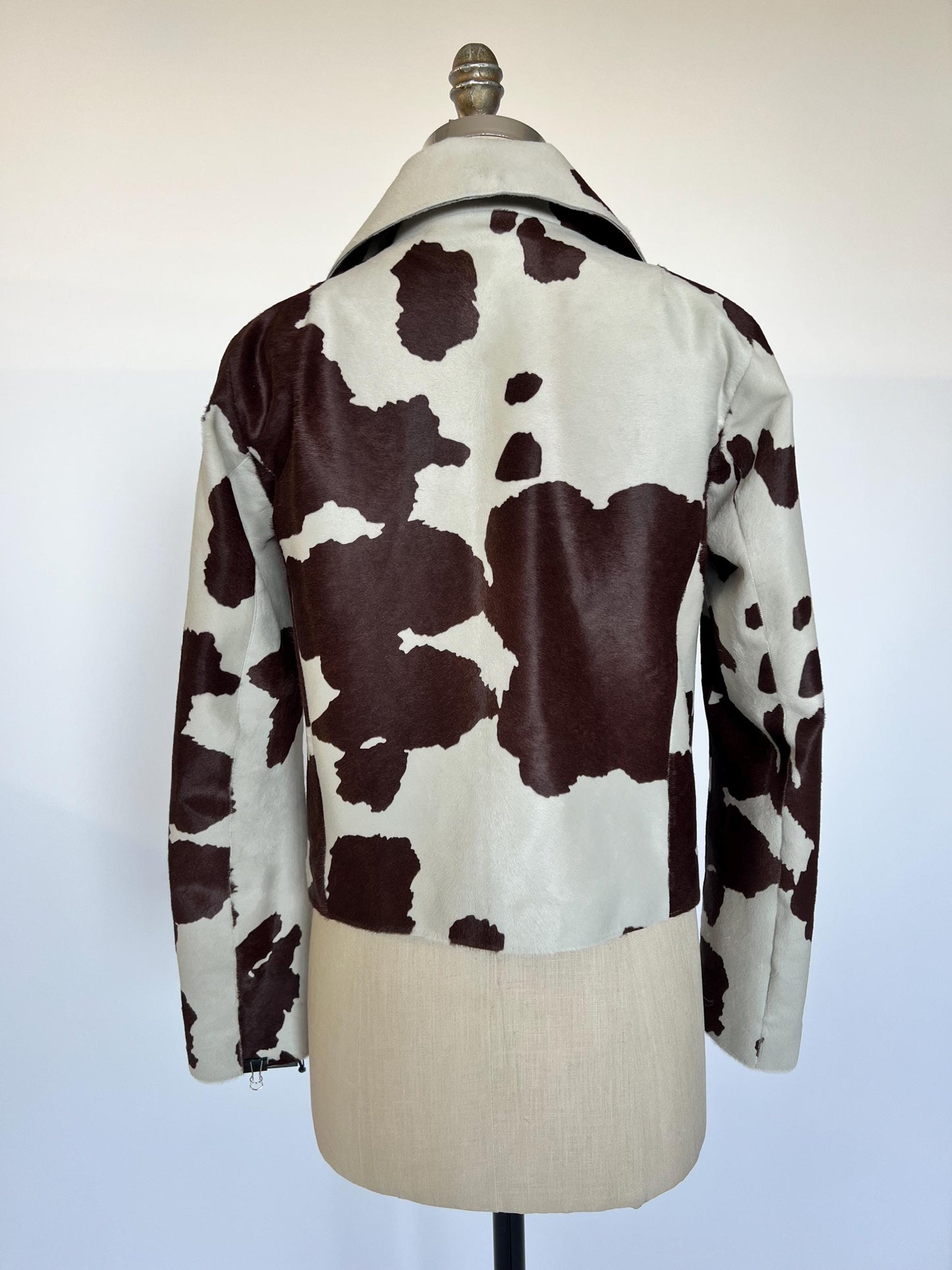 Hair-On Cowhide Leather Biker Jacket: Handmade Calf Fur, Greece