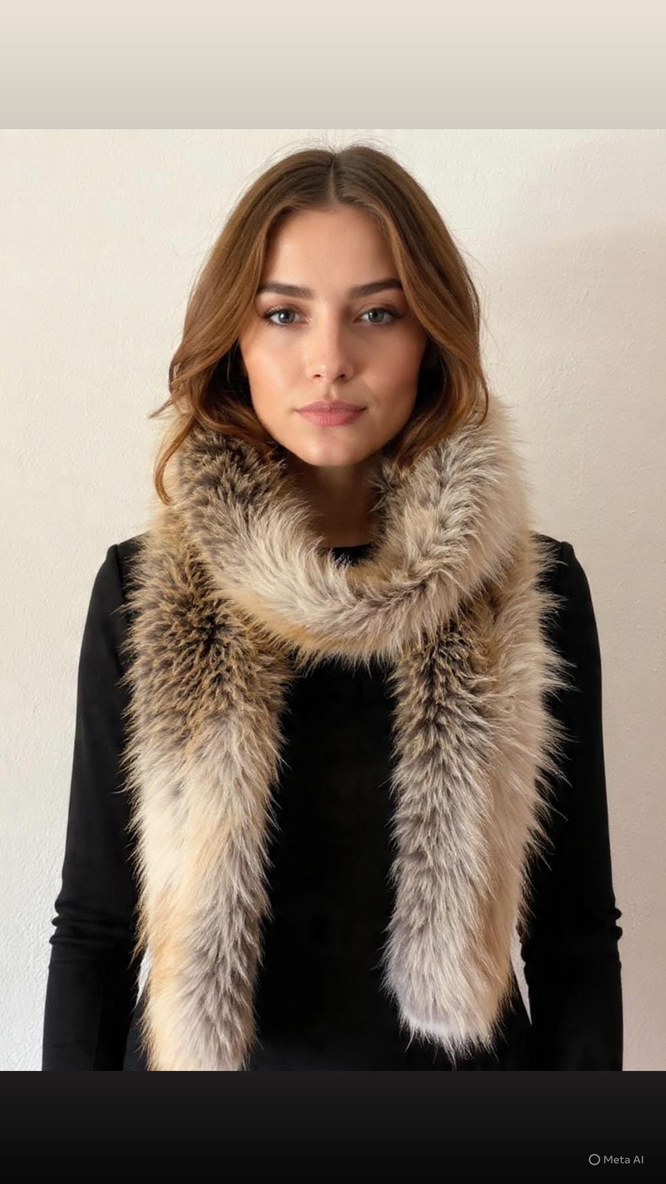 Natural Fox Fur Scarf: Genuine Long Fur Stole.