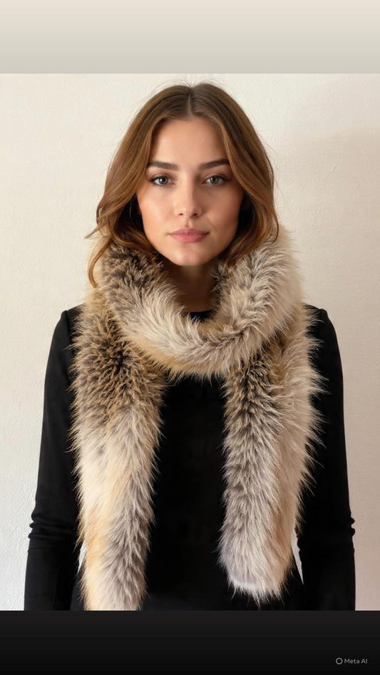 Natural Fox Fur Scarf: Genuine Long Fur Stole.