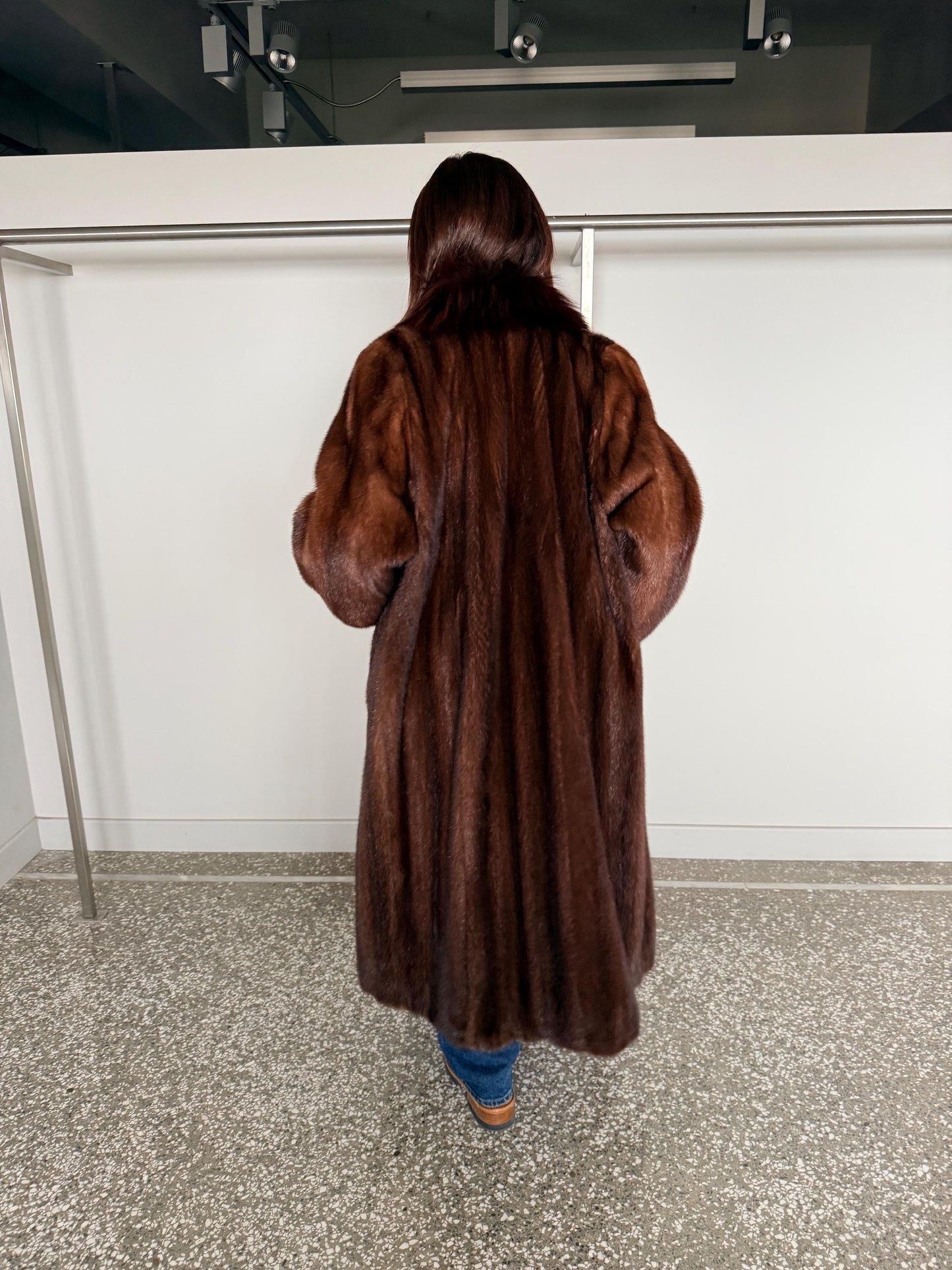 Oversized Demi Buff Mink Fur Coat with Fox Trim: Pastel Whisky Stroller, Handmade Greece