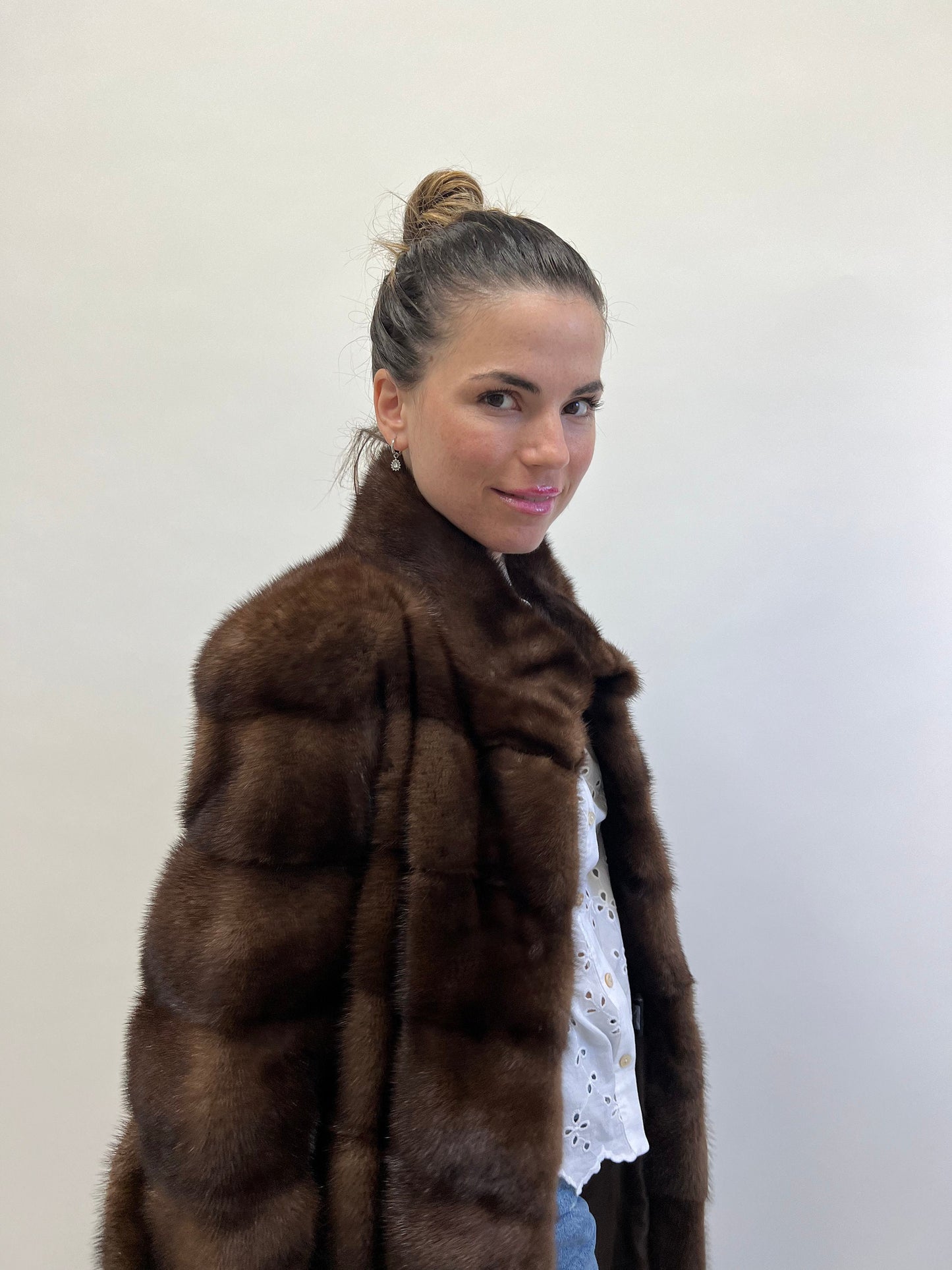 Brown Mink Fur Coat: Full Skin Jacket, Size Small