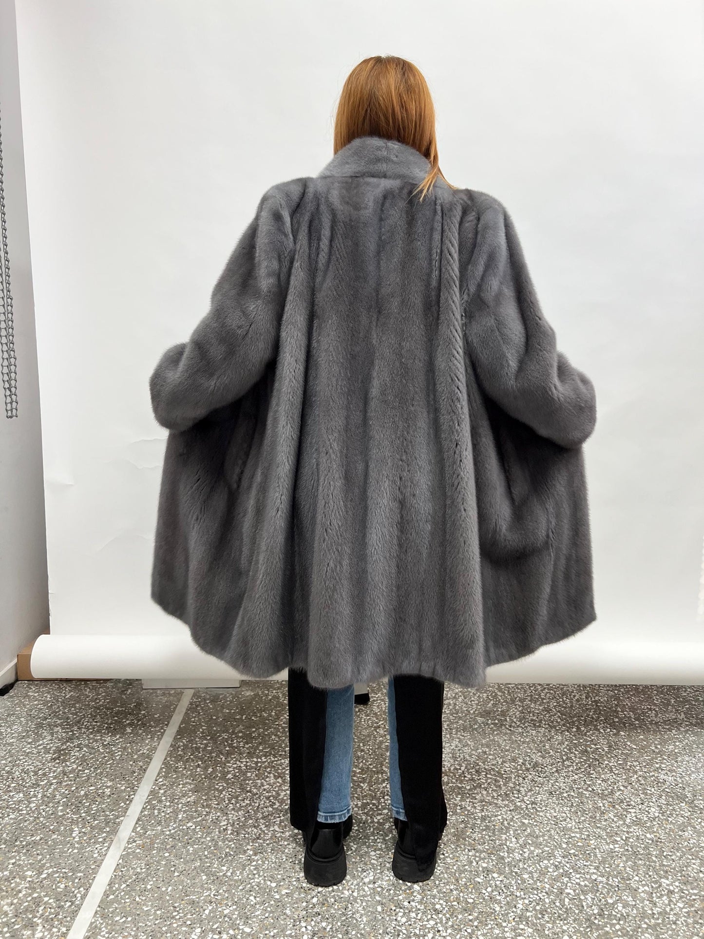 Silver Mink Fur Coat: Handmade Gray Saga Mink Jacket