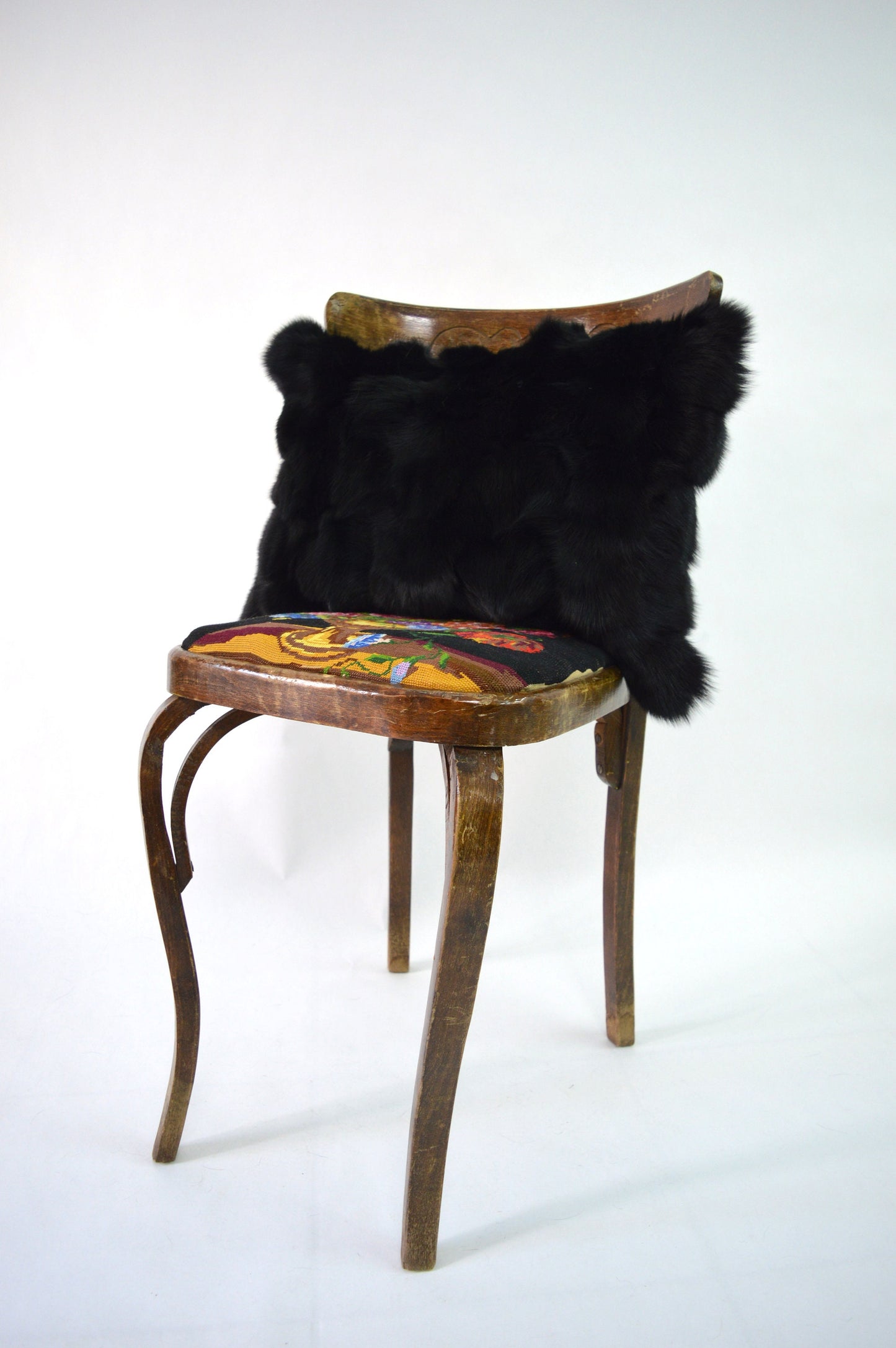 Black Fox Fur Pillow Cover: Genuine Fur Home Decor
