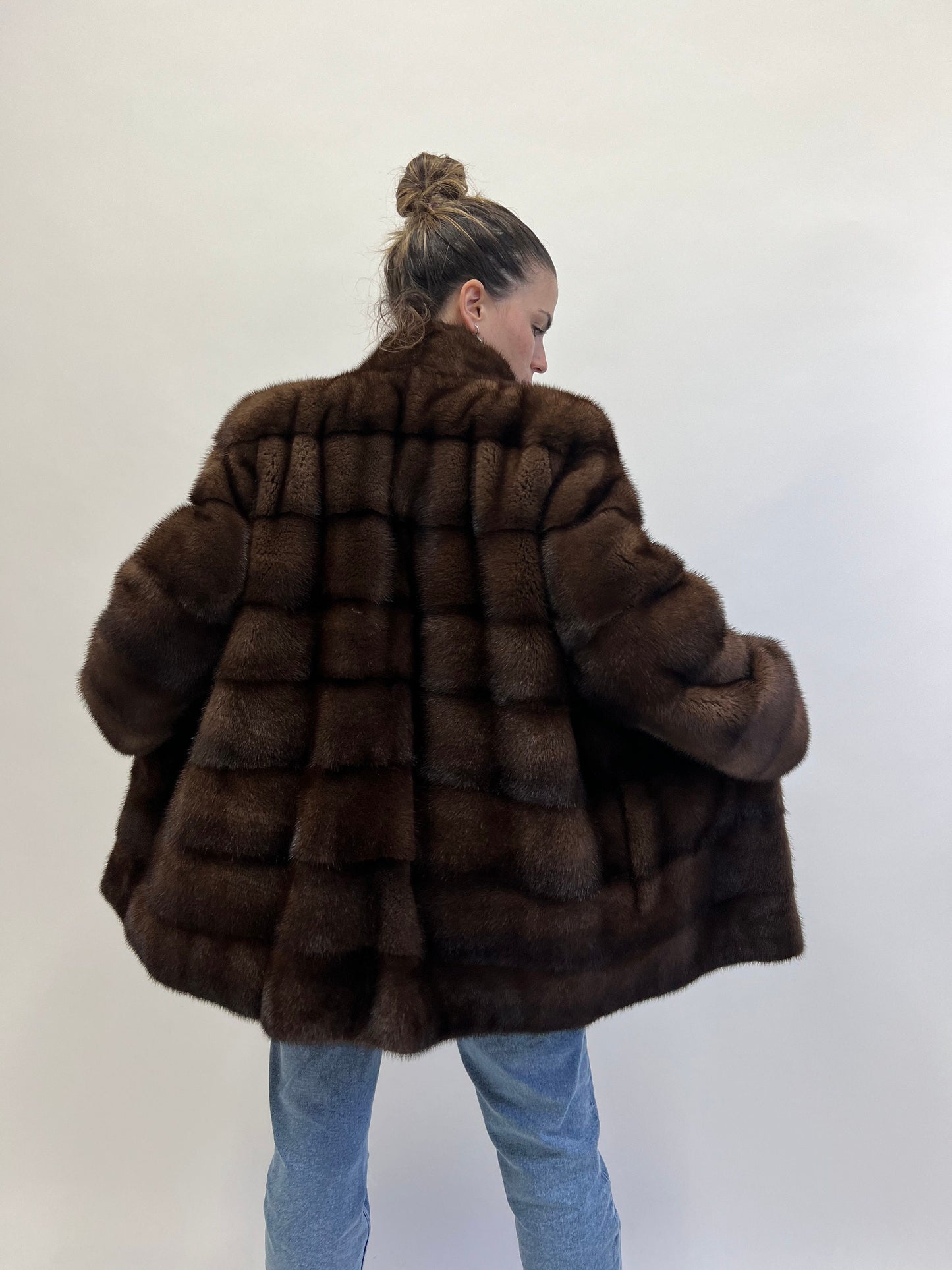 Brown Mink Fur Coat: Full Skin Jacket, Size Small