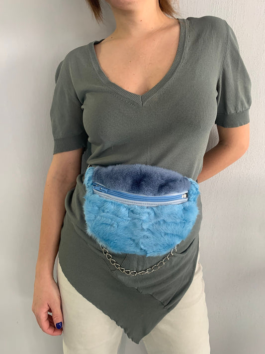 Real Mink Fur Bumbag: Lined Fanny Pack with Chain