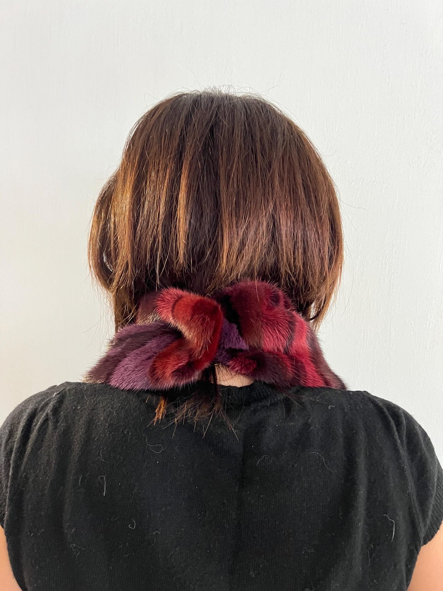 Burgundy Mink Fur Handkerchief, Lined Fur Accessory