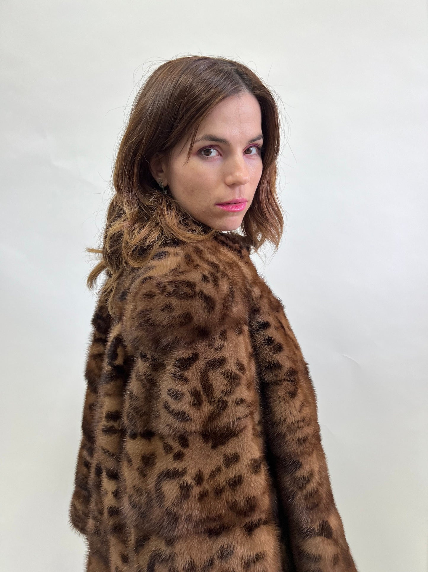 Leopard Print Mink Fur Jacket: Demi Buff, Saga Chic Style