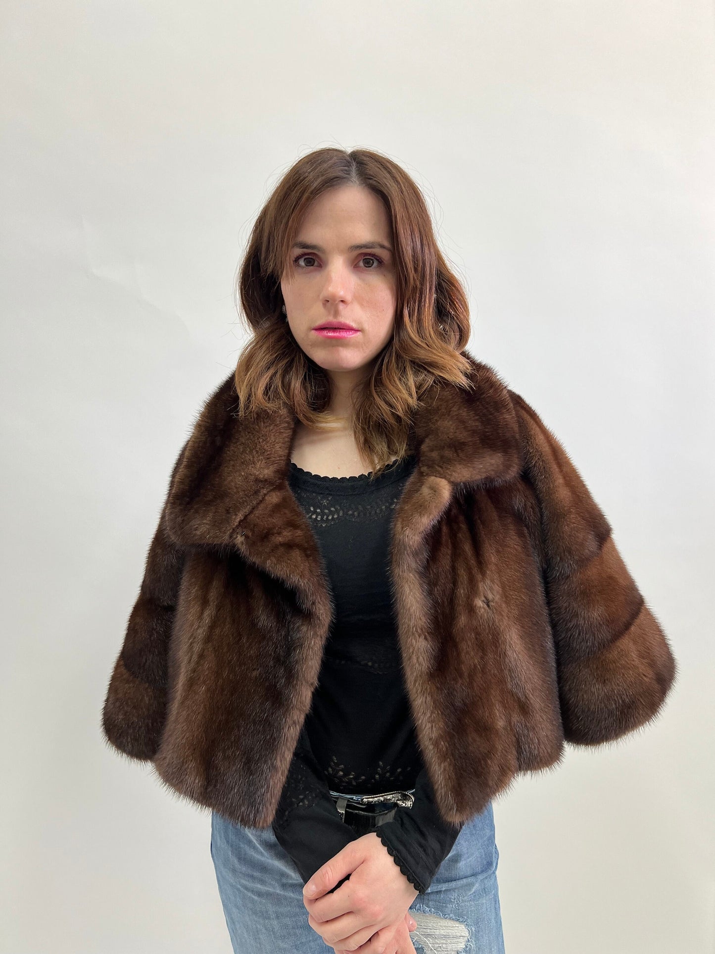 Saga Demi Buff Mink Fur Bolero Jacket - XS/S/M