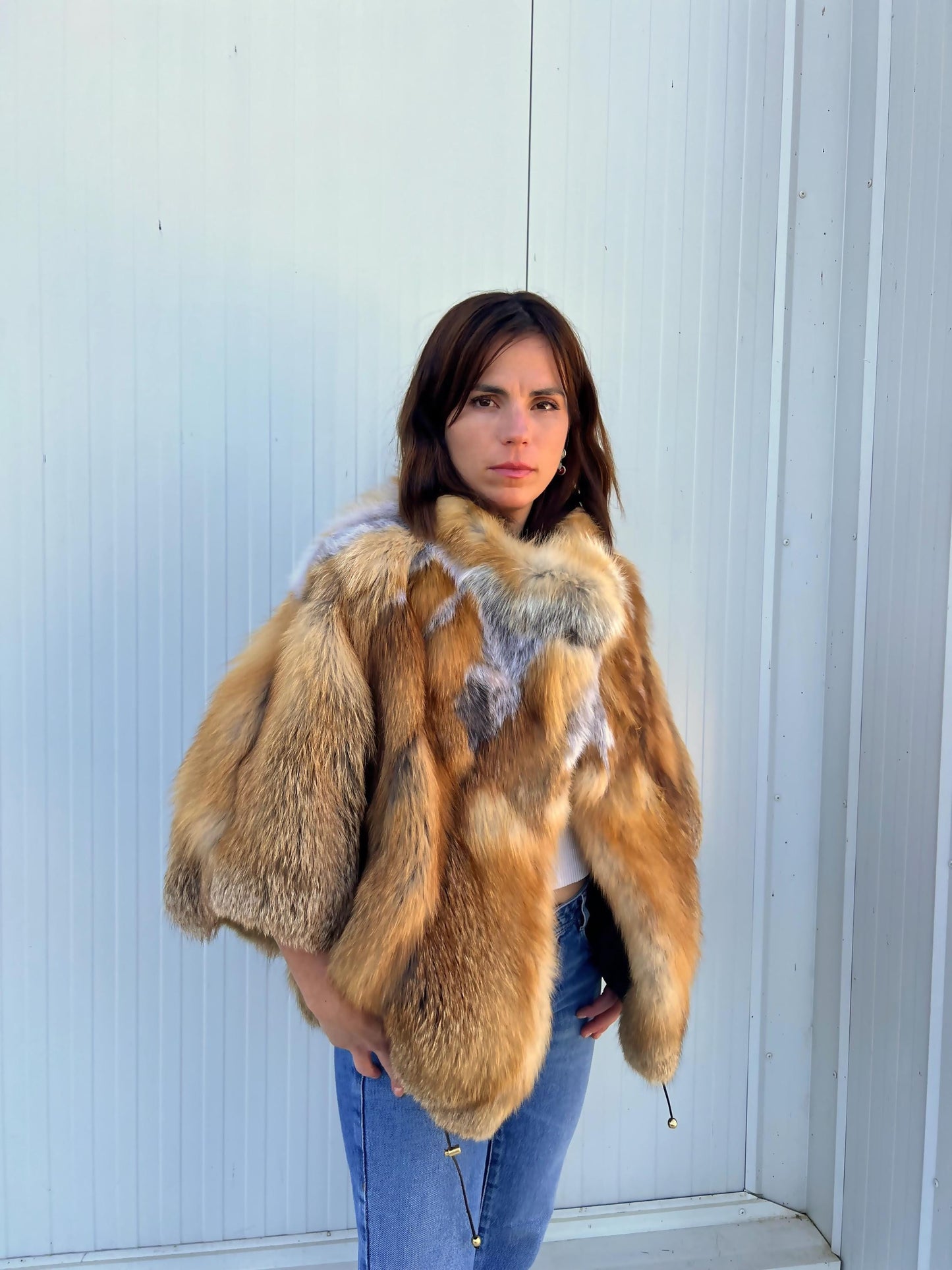 Handmade Red Fox Fur Jacket: Soft, Lightweight, with Collar