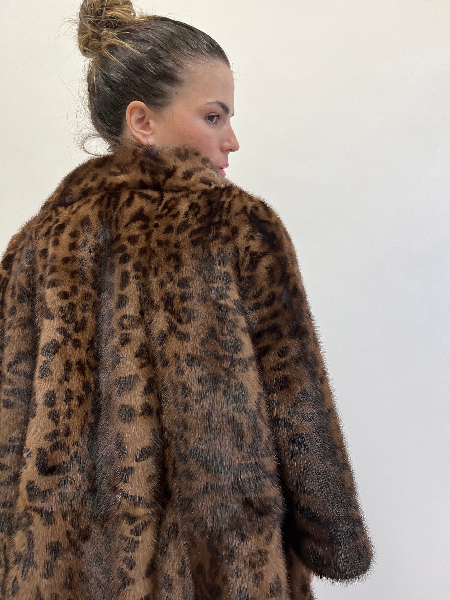 Leopard Print Brown Mink Fur Coat - Luxury Demi Buff Jacket