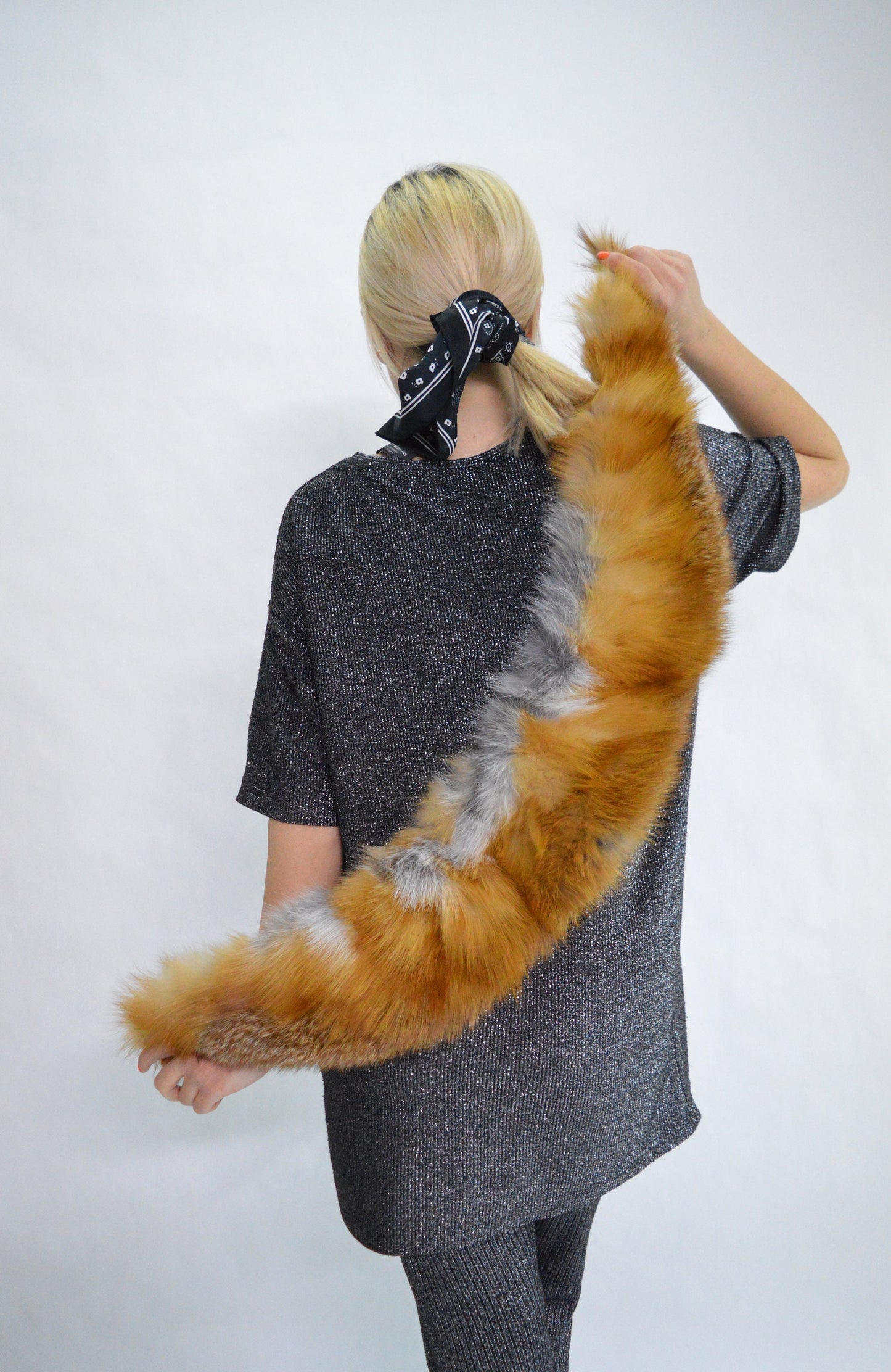 Red Fox Fur Collar Scarf: Genuine Fur Neck Warmer