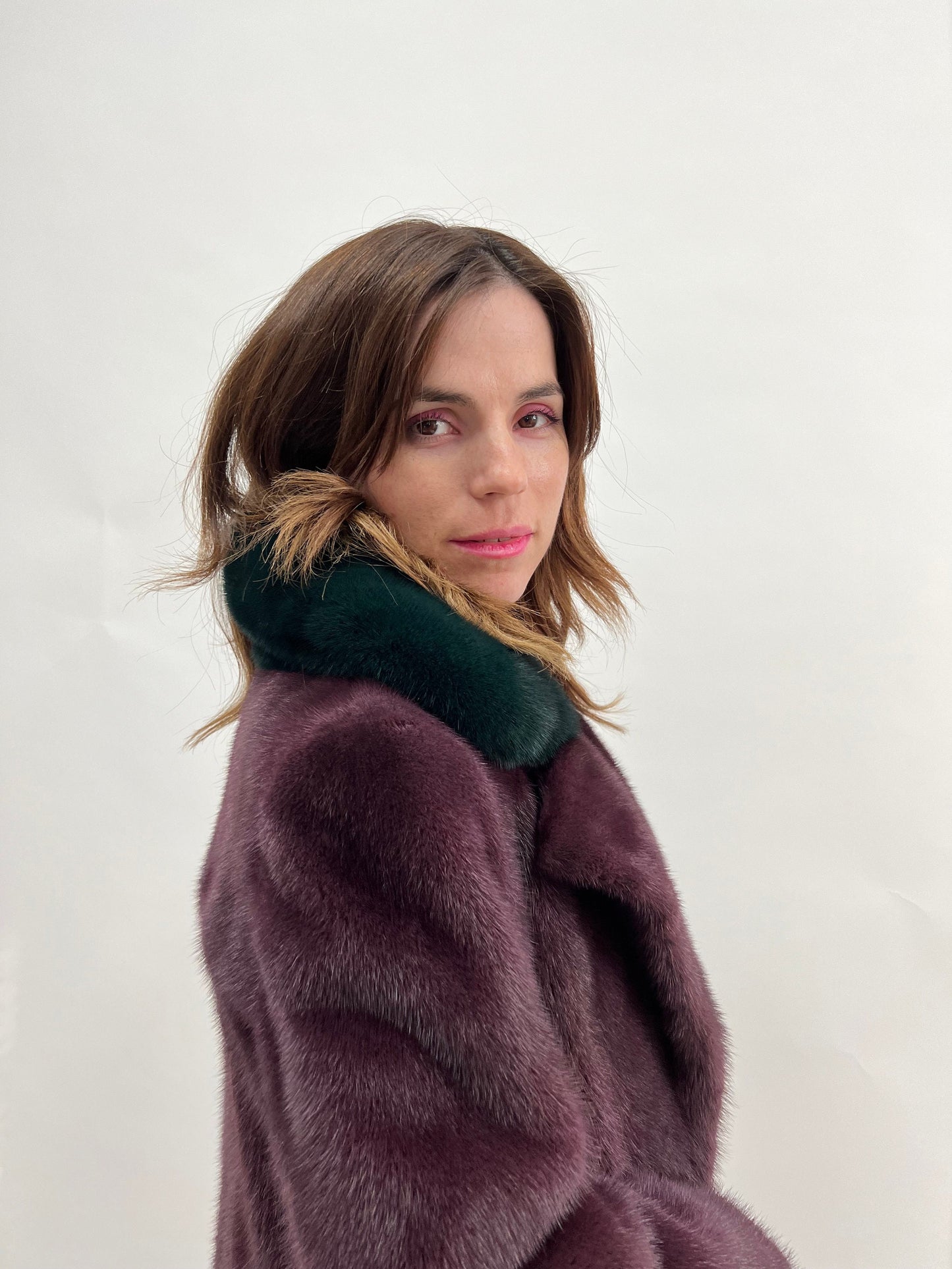 Velvet Mink Fur Coat: Berry & Green Saga Superior Two-Tone
