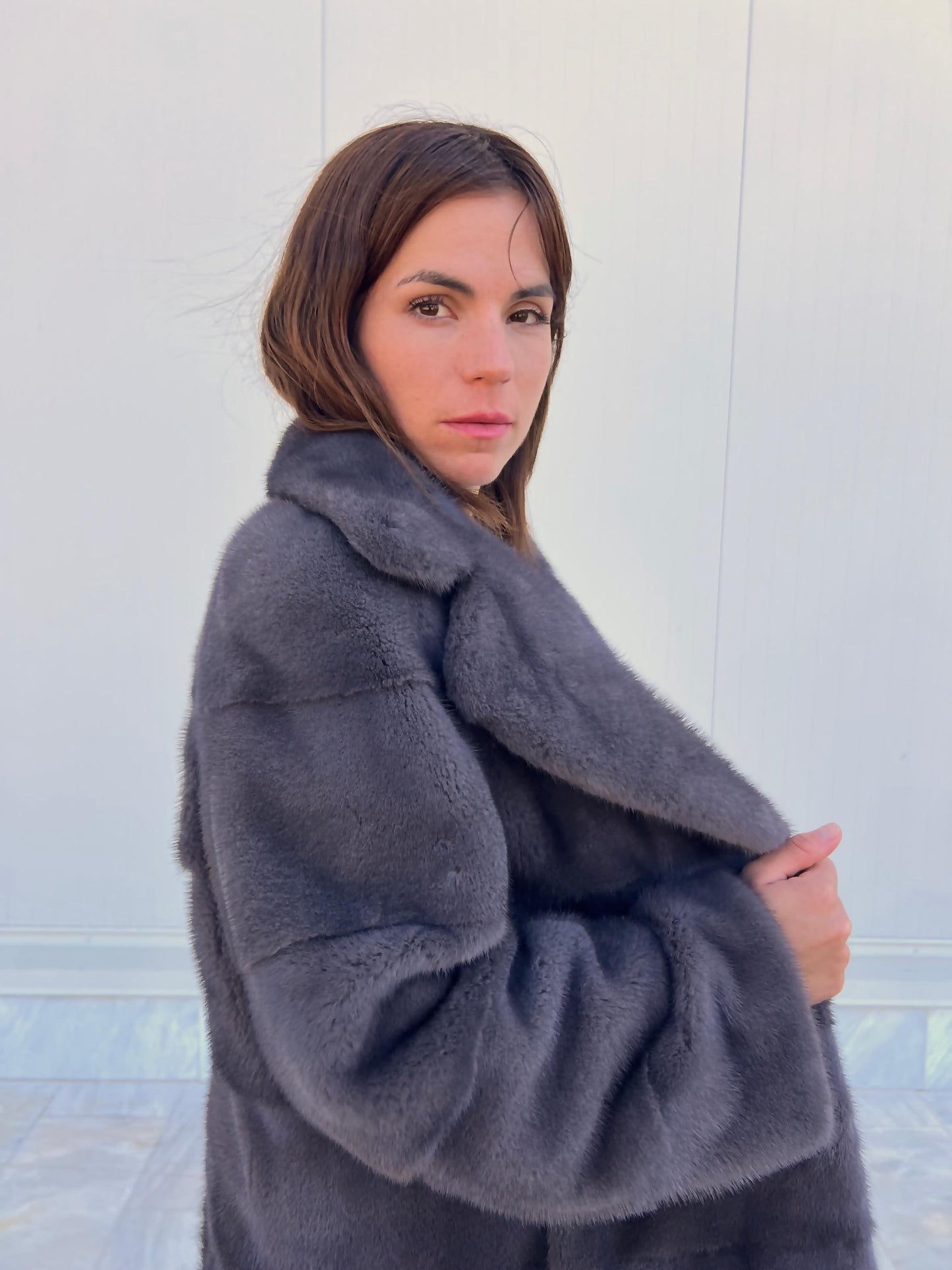 Gray-Blue Mink Fur Jacket – Saga Pelts, Notch Collar