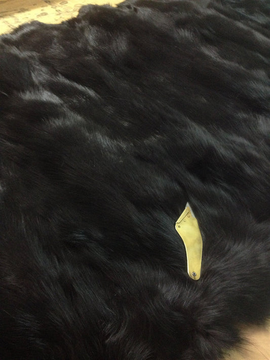 Black Fox Fur Throw Blanket: Genuine Fur Bedspread