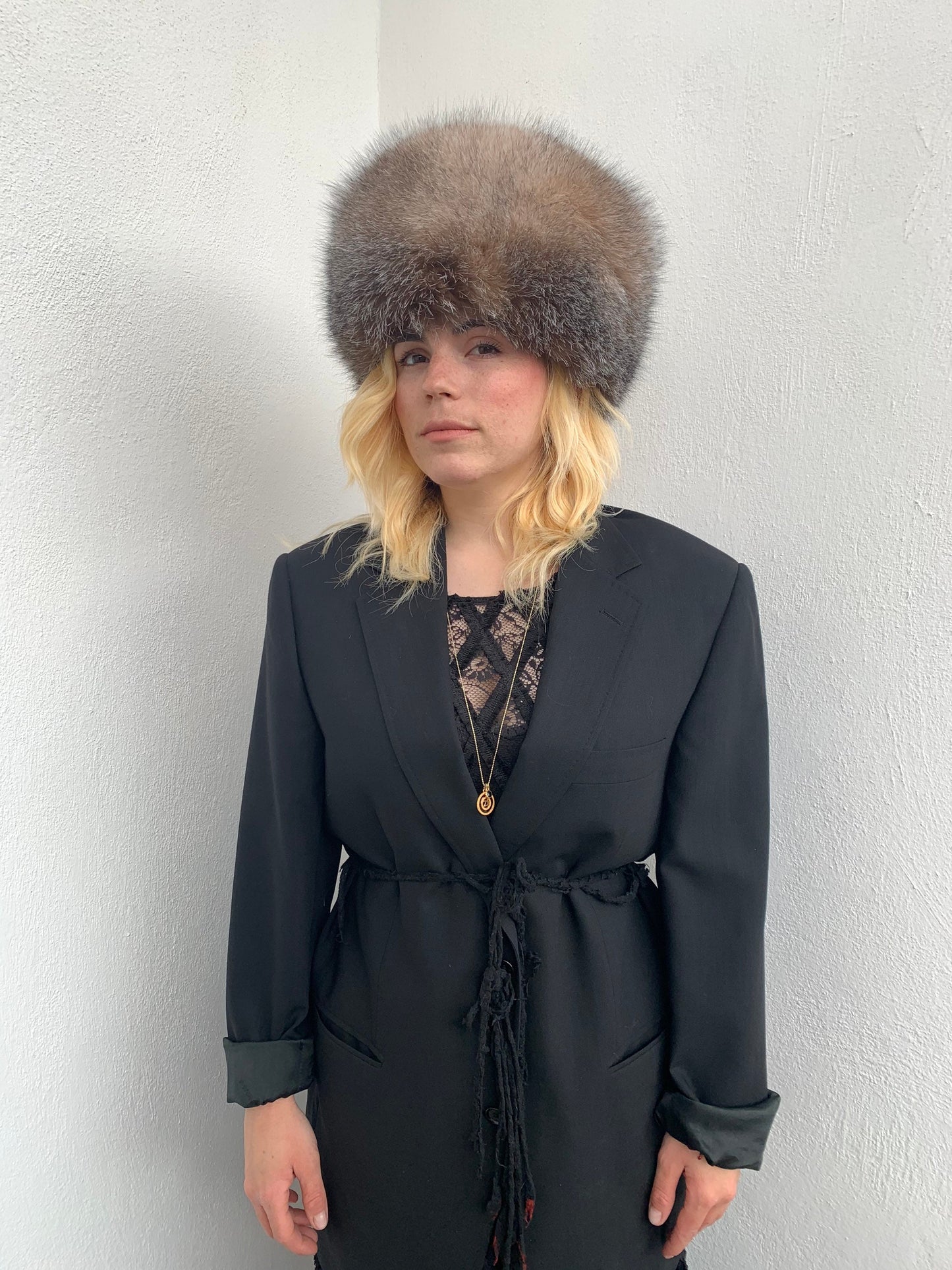 Real Fox Fur Cossack Hat: Tan Brown Winter Head Warmer