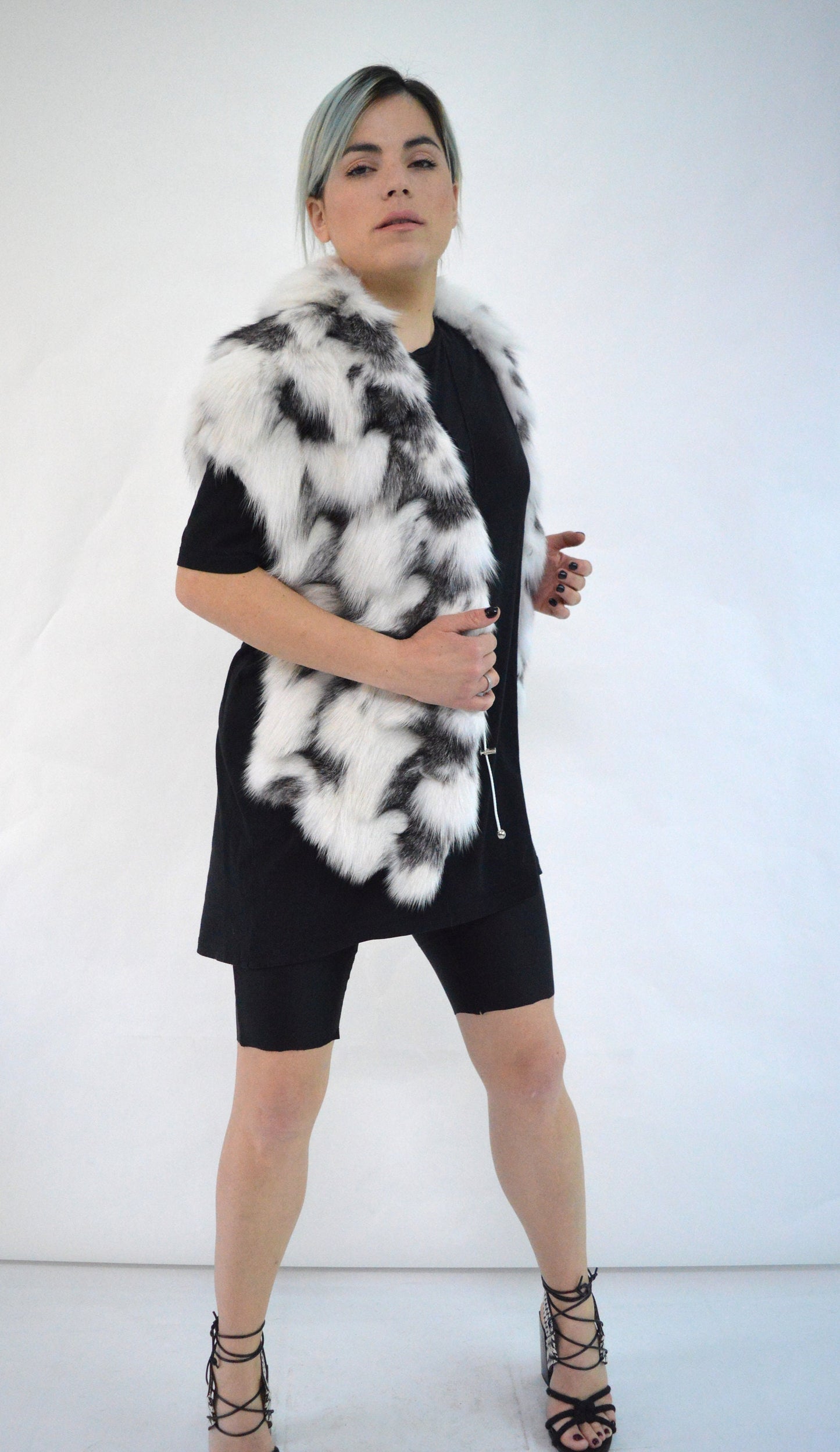 White Fox Fur Stole: Bridal Bolero Shawl, Size Small
