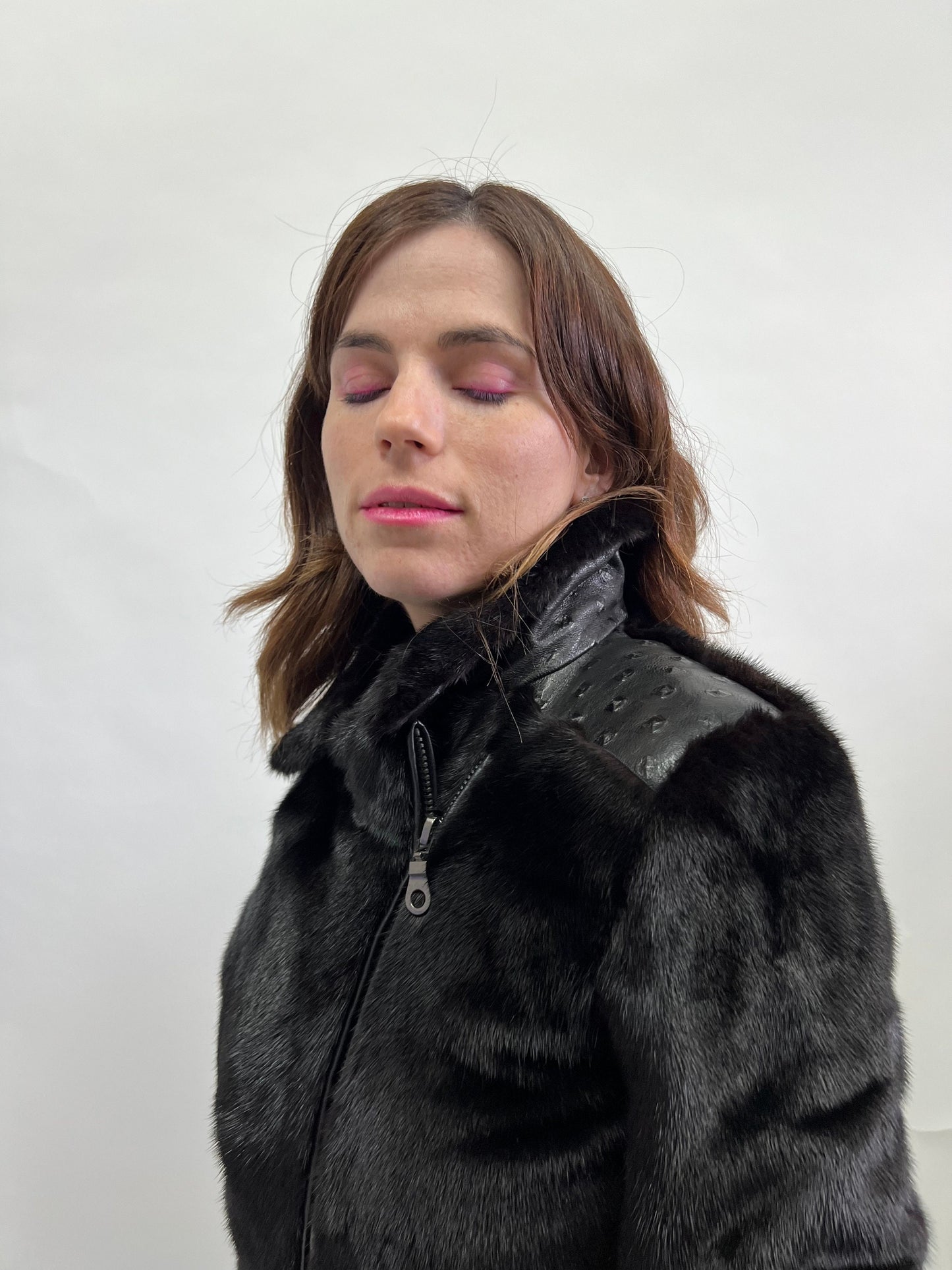Mink Fur Biker Jacket: Black Leather Detail, Copenhagen Fur