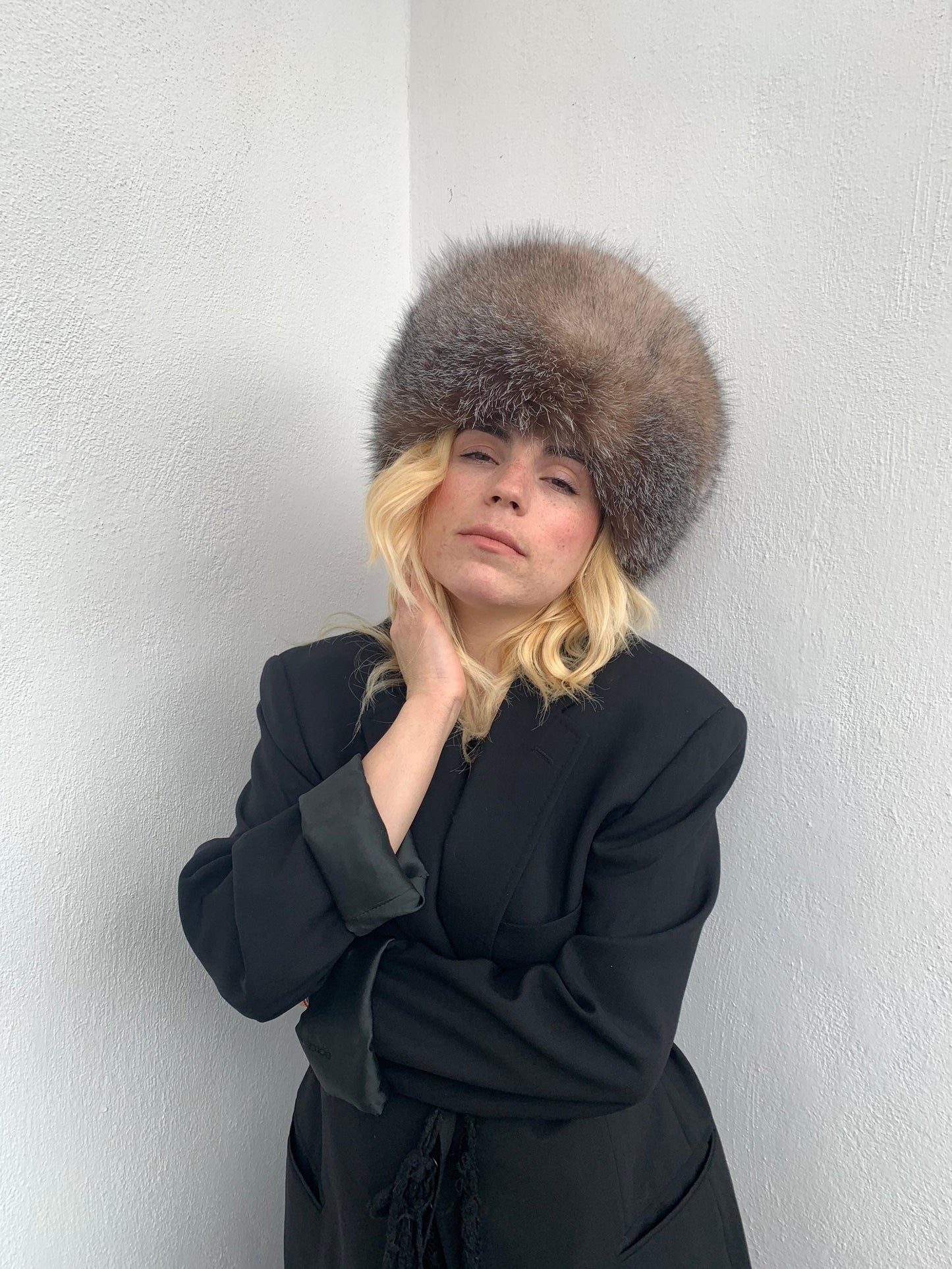 Real Fox Fur Cossack Hat: Tan Brown Winter Head Warmer
