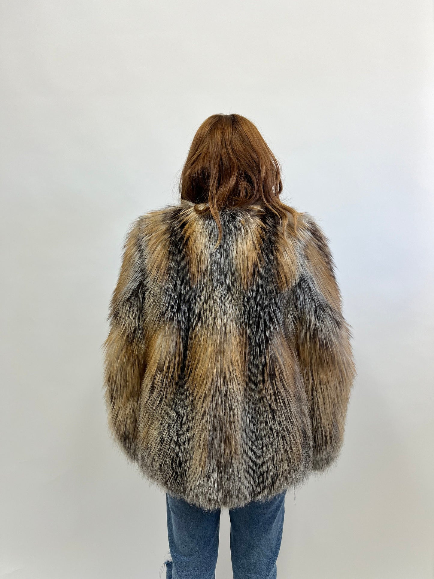 Real Gold Cross Fox Fur Jacket - Stylish Luxury Gift