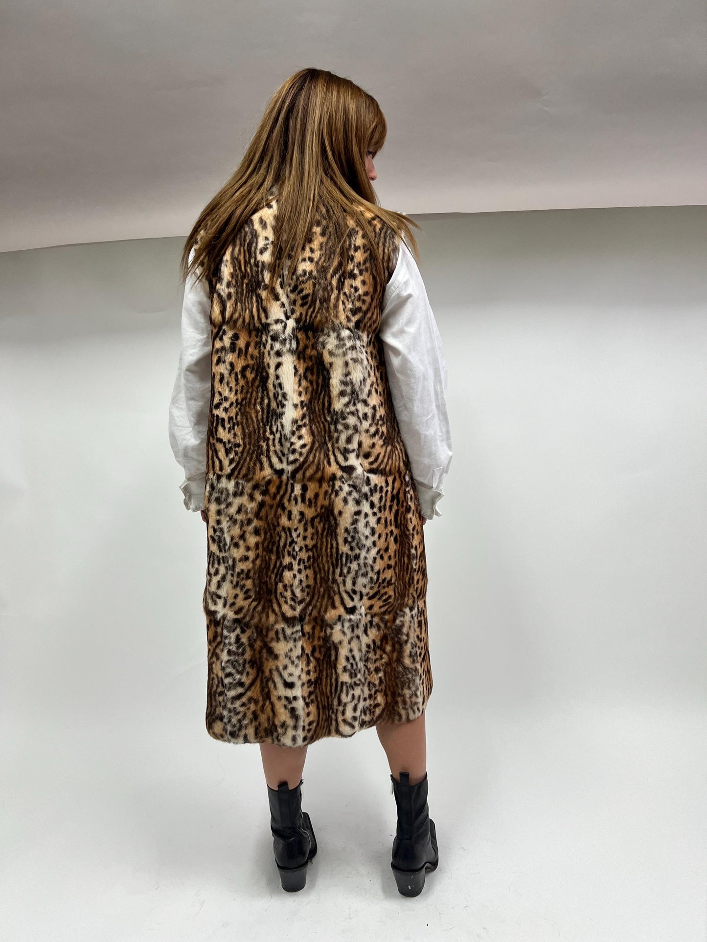 Leopard Print Rabbit Fur Vest - Edgy Style Jacket