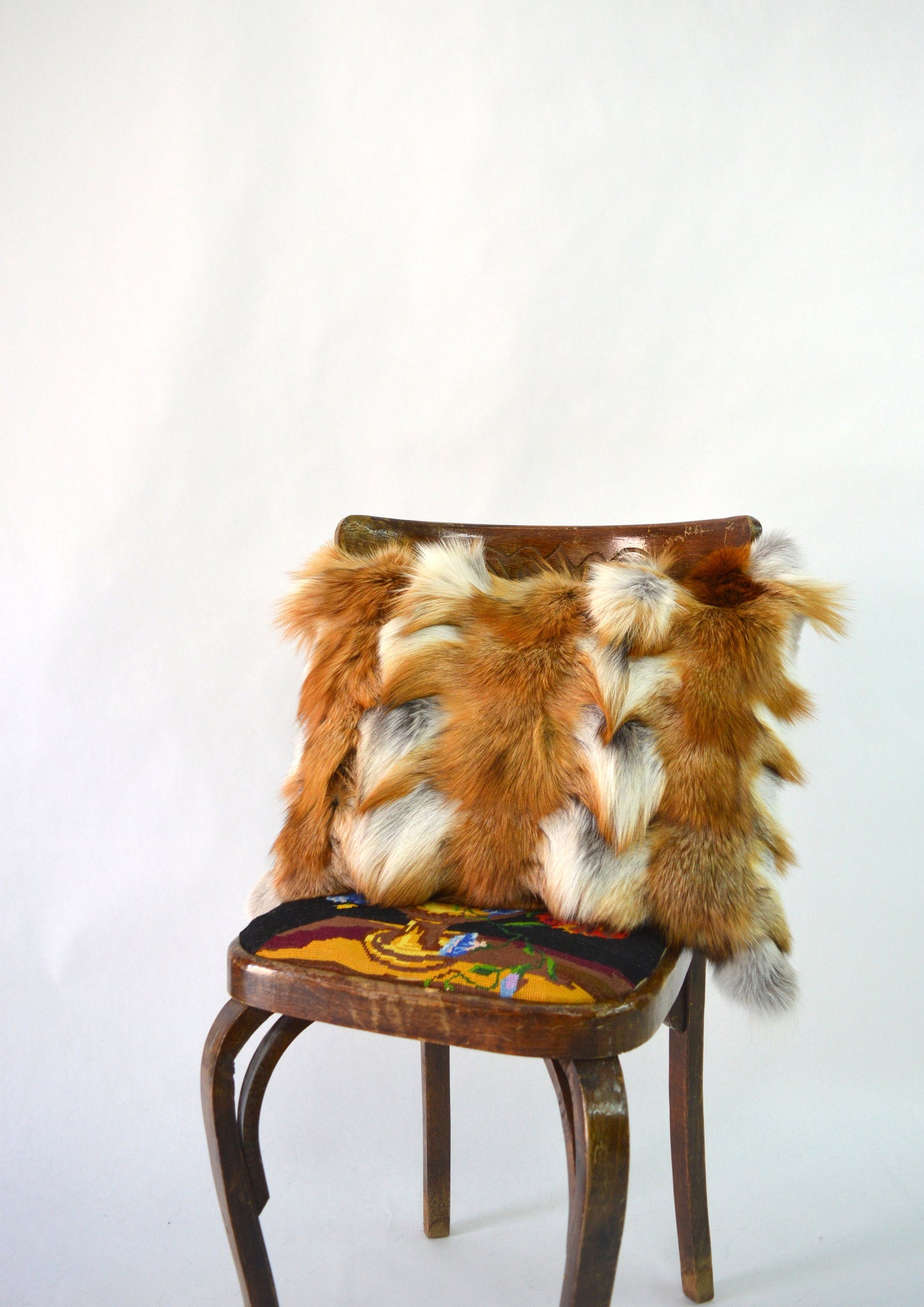 Red Fox Fur Pillow Cover: Canadian Fur Armchair Cushion