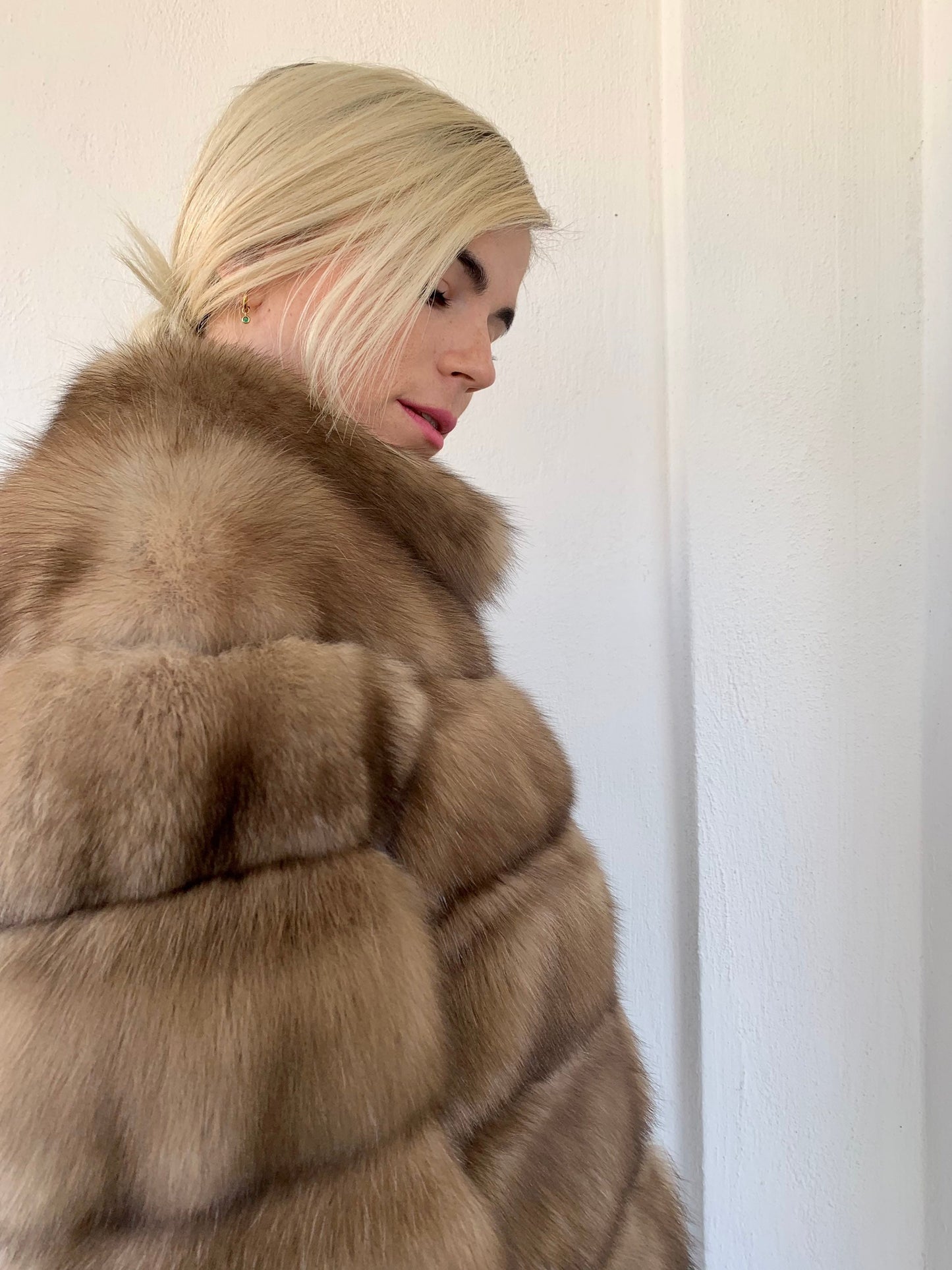 Real Sable Fur Jacket: Tortora Suede Front, Cashmere Lining