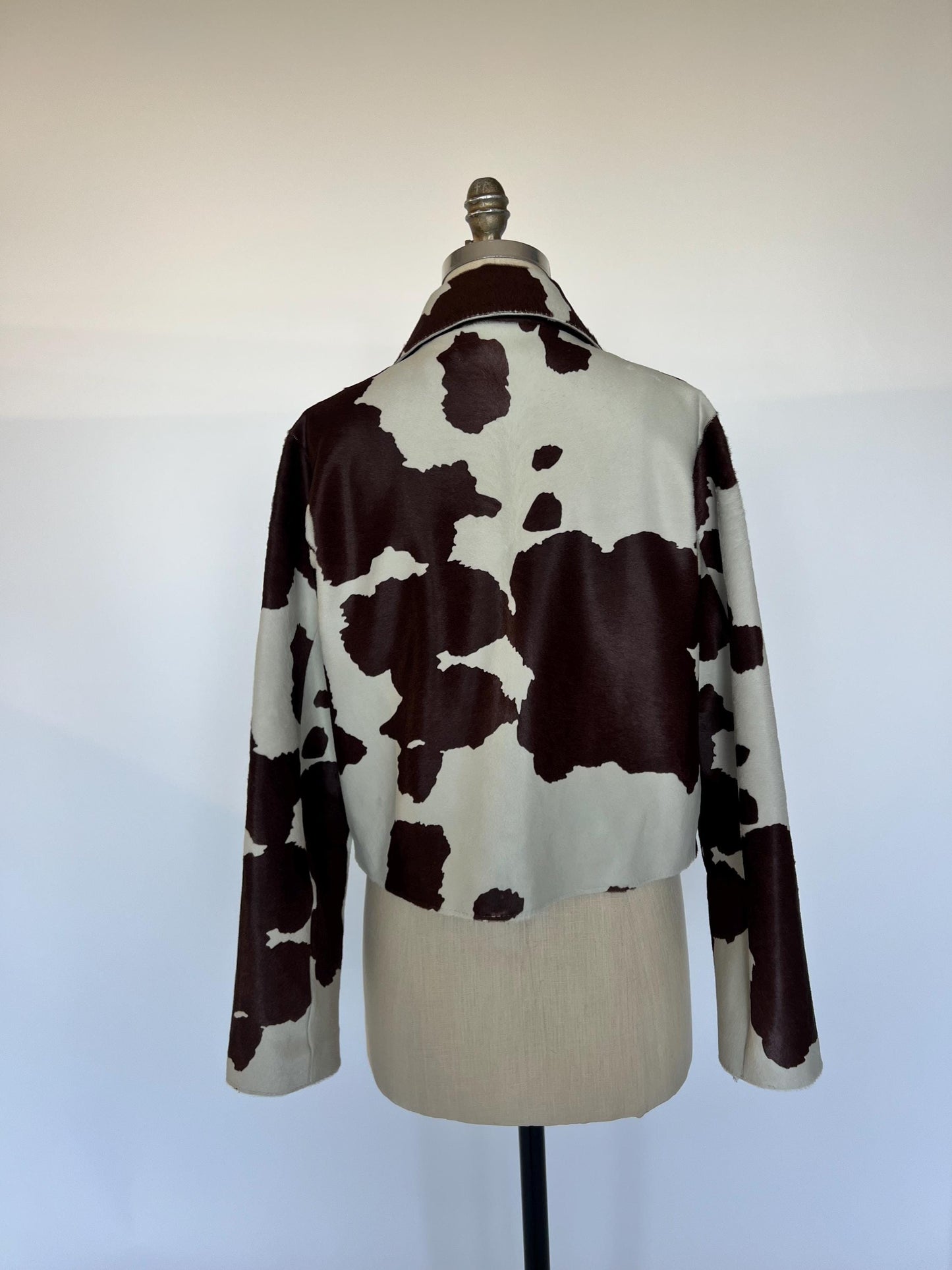 Hair-On Cowhide Leather Jacket: Handmade Calf Fur Coat