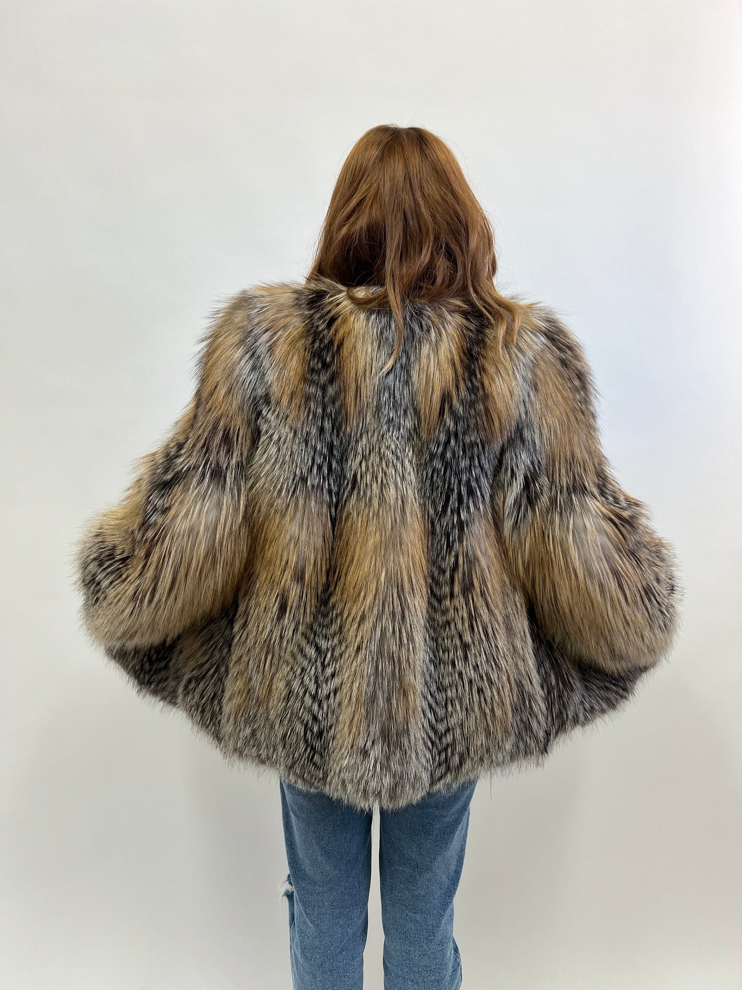 Real Gold Cross Fox Fur Jacket - Stylish Luxury Gift
