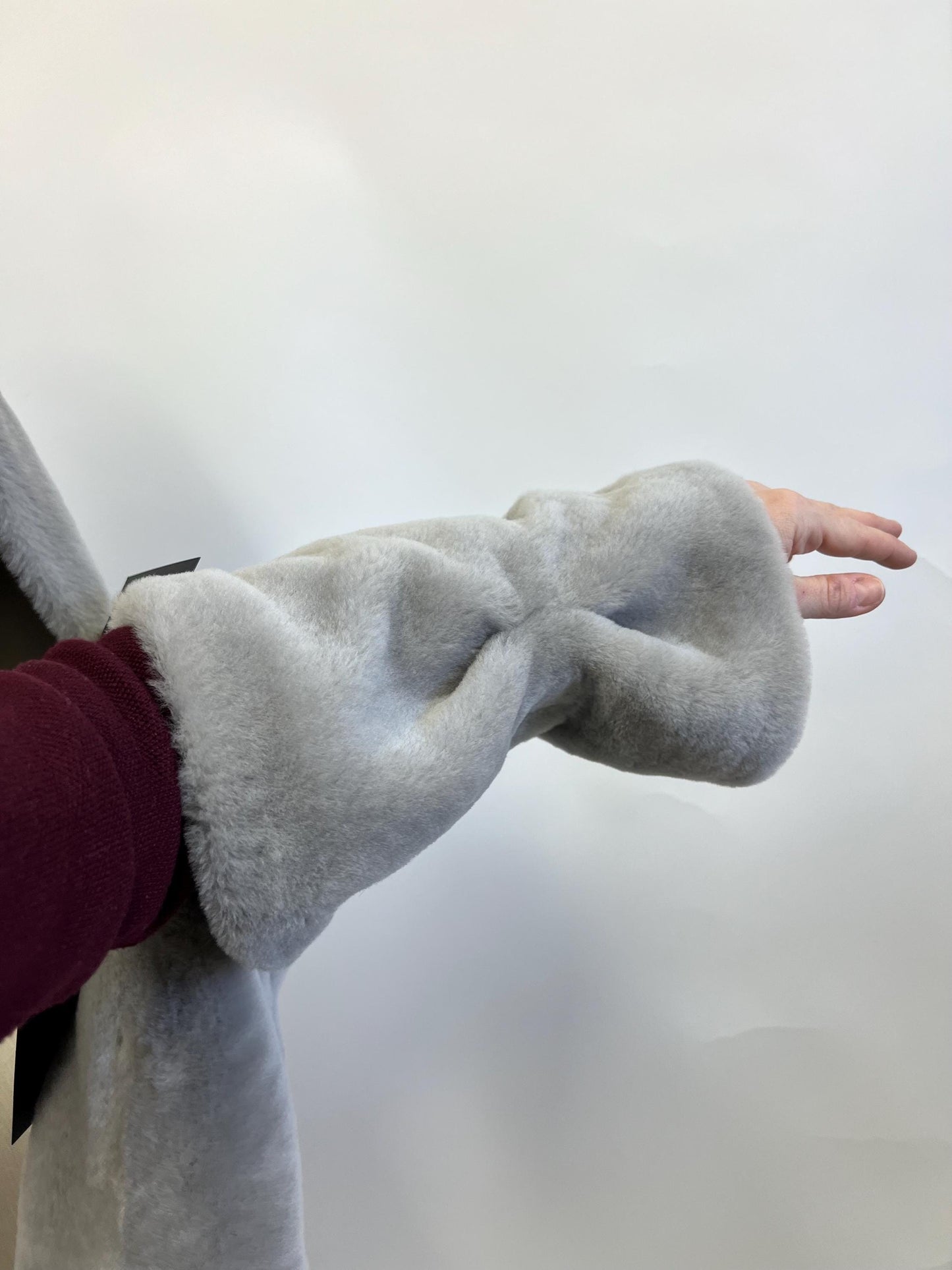 Turtleneck  warmer Shearling Shawl Poncho: Off White Fur with Cuffs